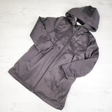 Peekaboo Beans grey hooded satin look jacket with fleece lining. Size 8 - AS IS