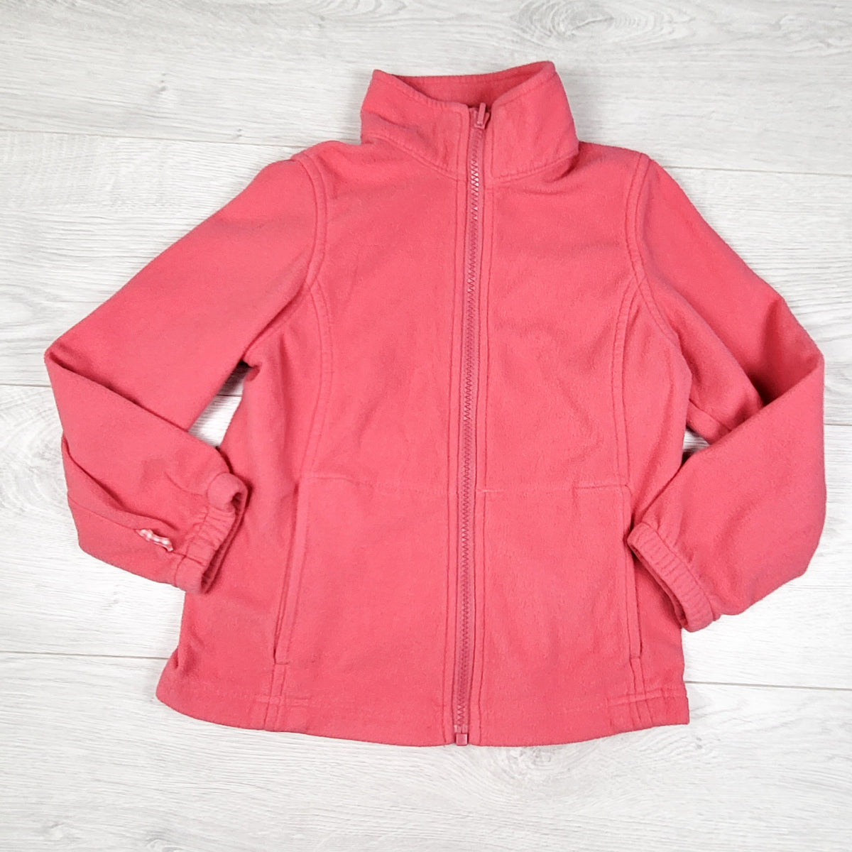 Lands' End pink zip up fleece jacket. Size 6X