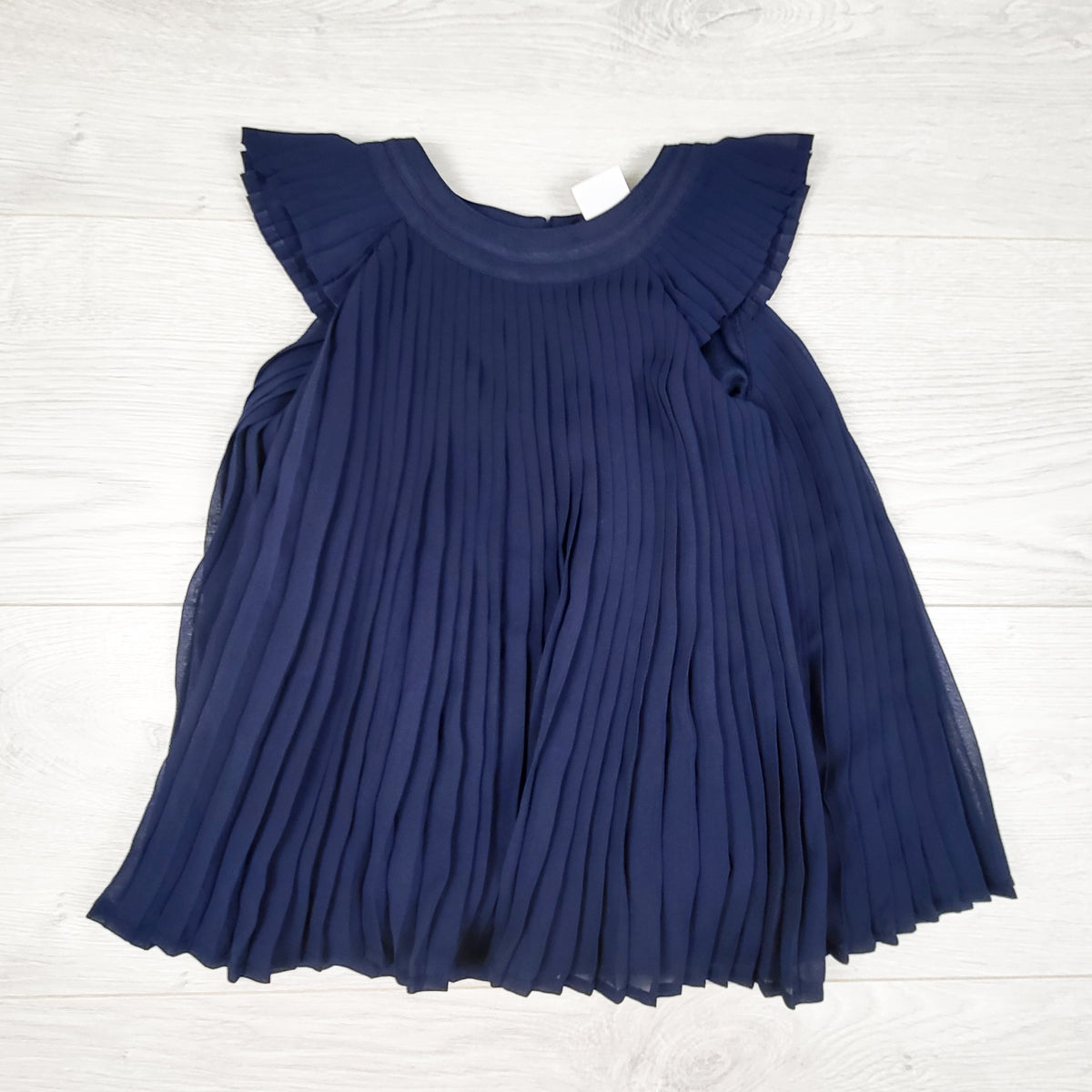 Joe navy pleated chiffon dress. Size 6-12 months