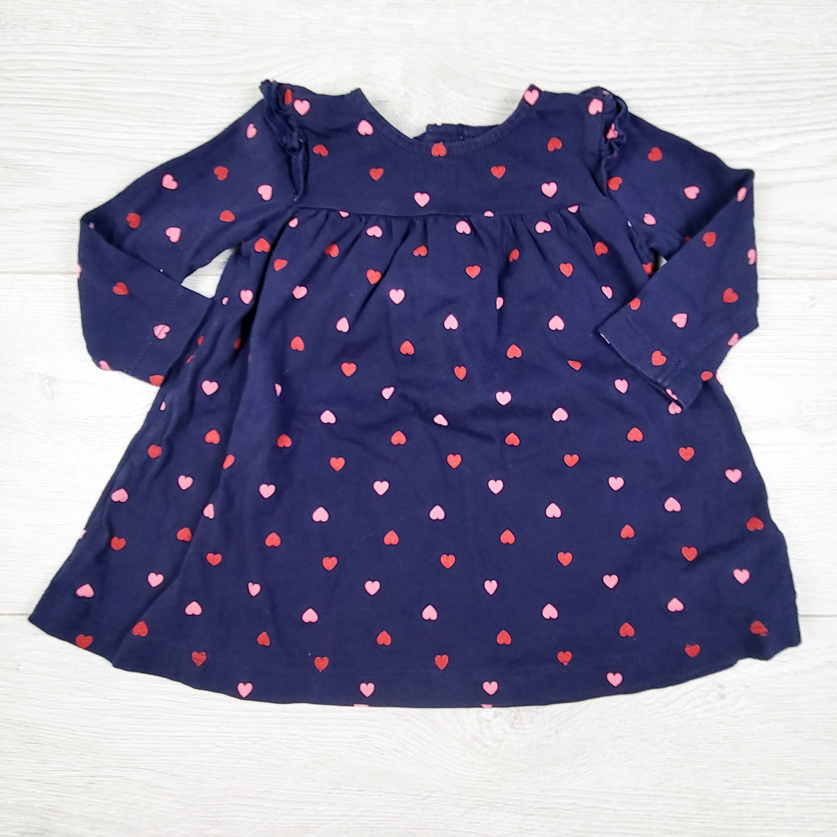 Carters navy heart print dress. Size 6 months