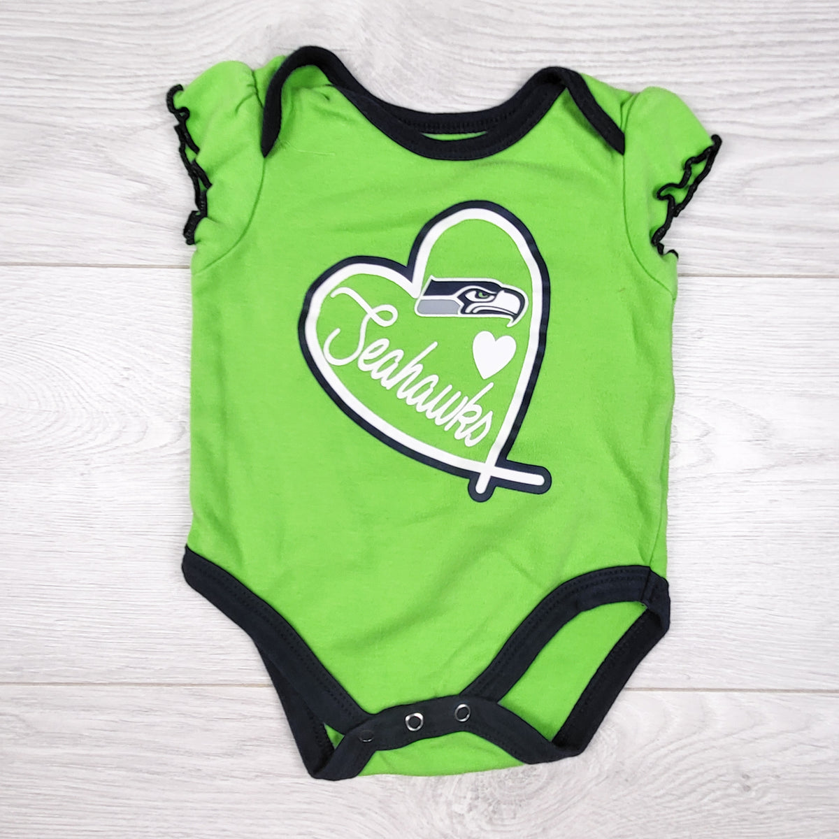Green Seattle Seahawks bodysuit. Size 0-3 months