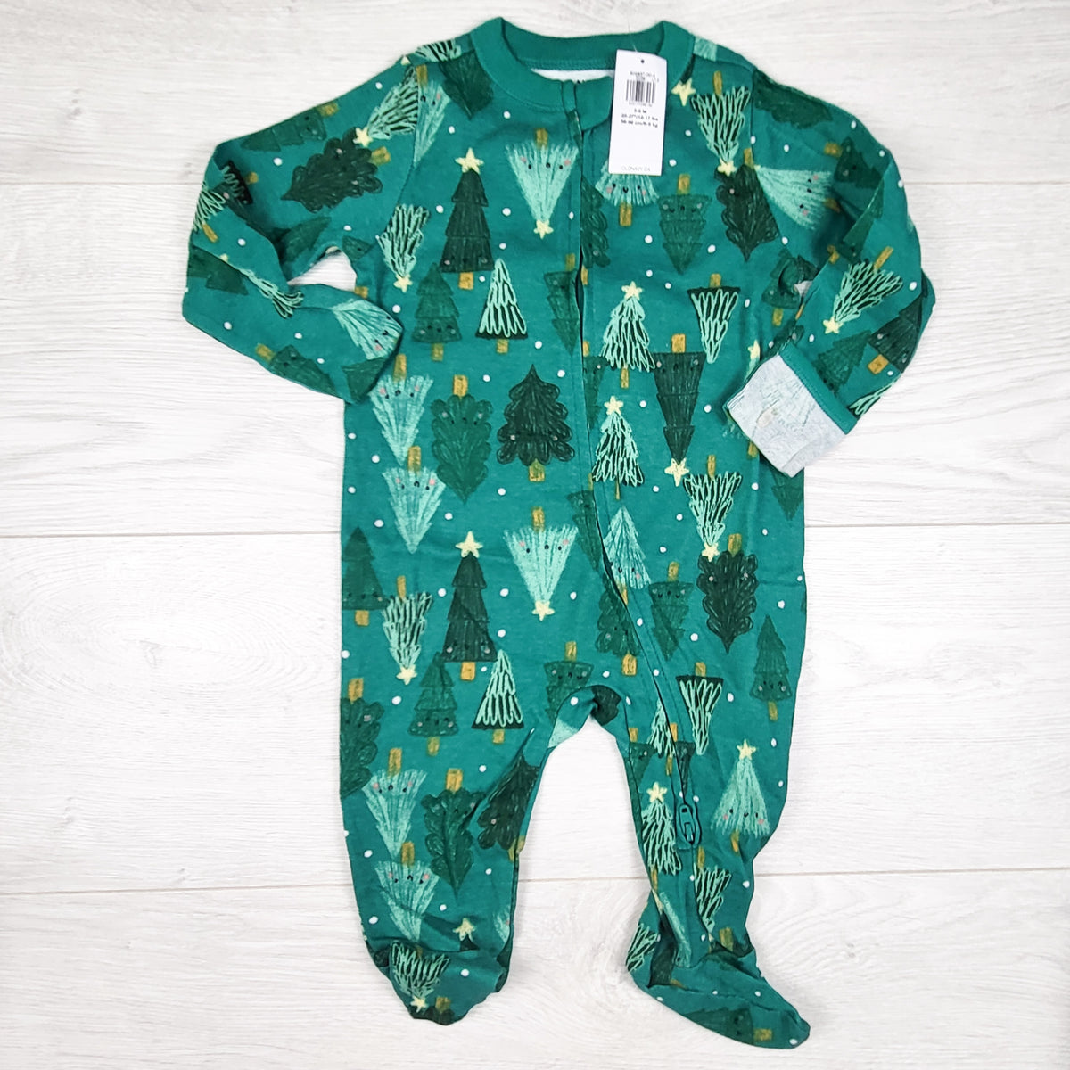 NEW - Old Navy green zippered cotton tree print sleeper. Size 3-6 months
