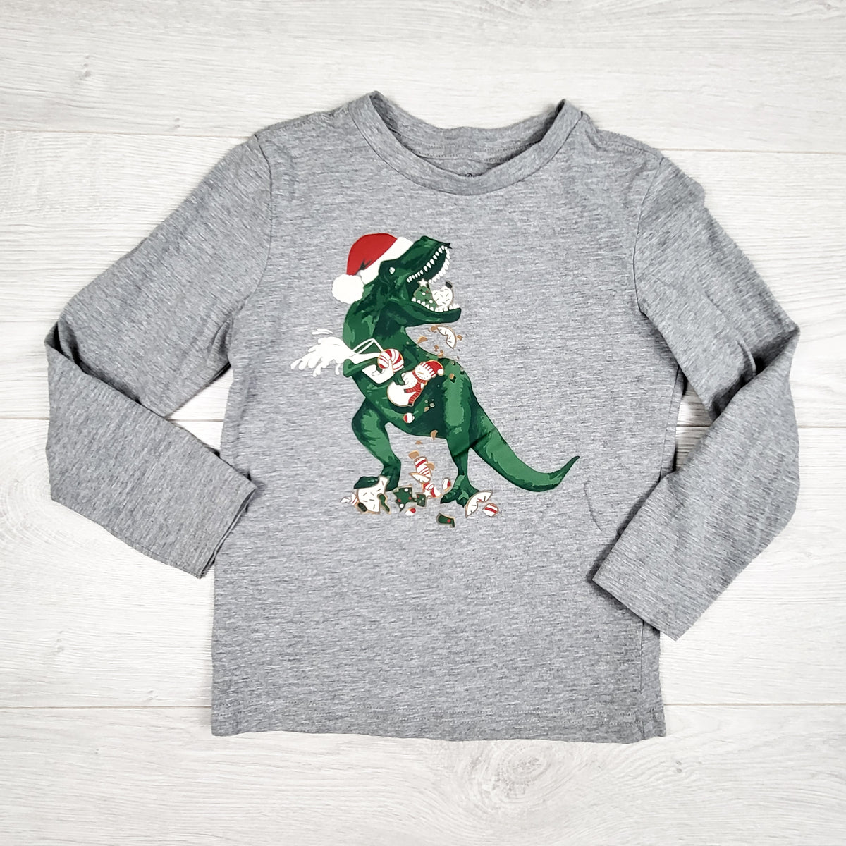 Tommy Bahama grey top with Christmas T-Rex. Size 4T