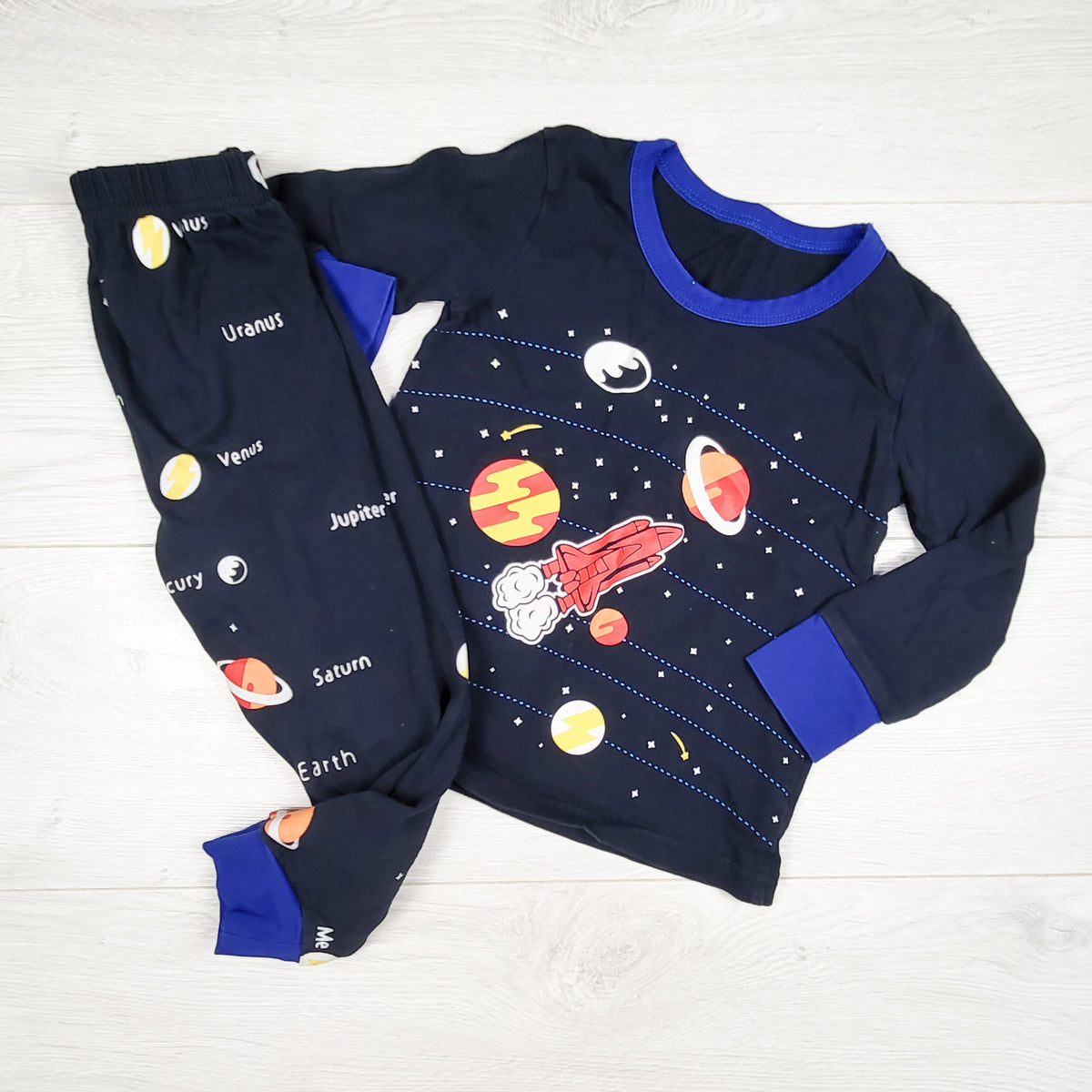 Unbranded navy 2pc Pjs with space theme. Size 3T