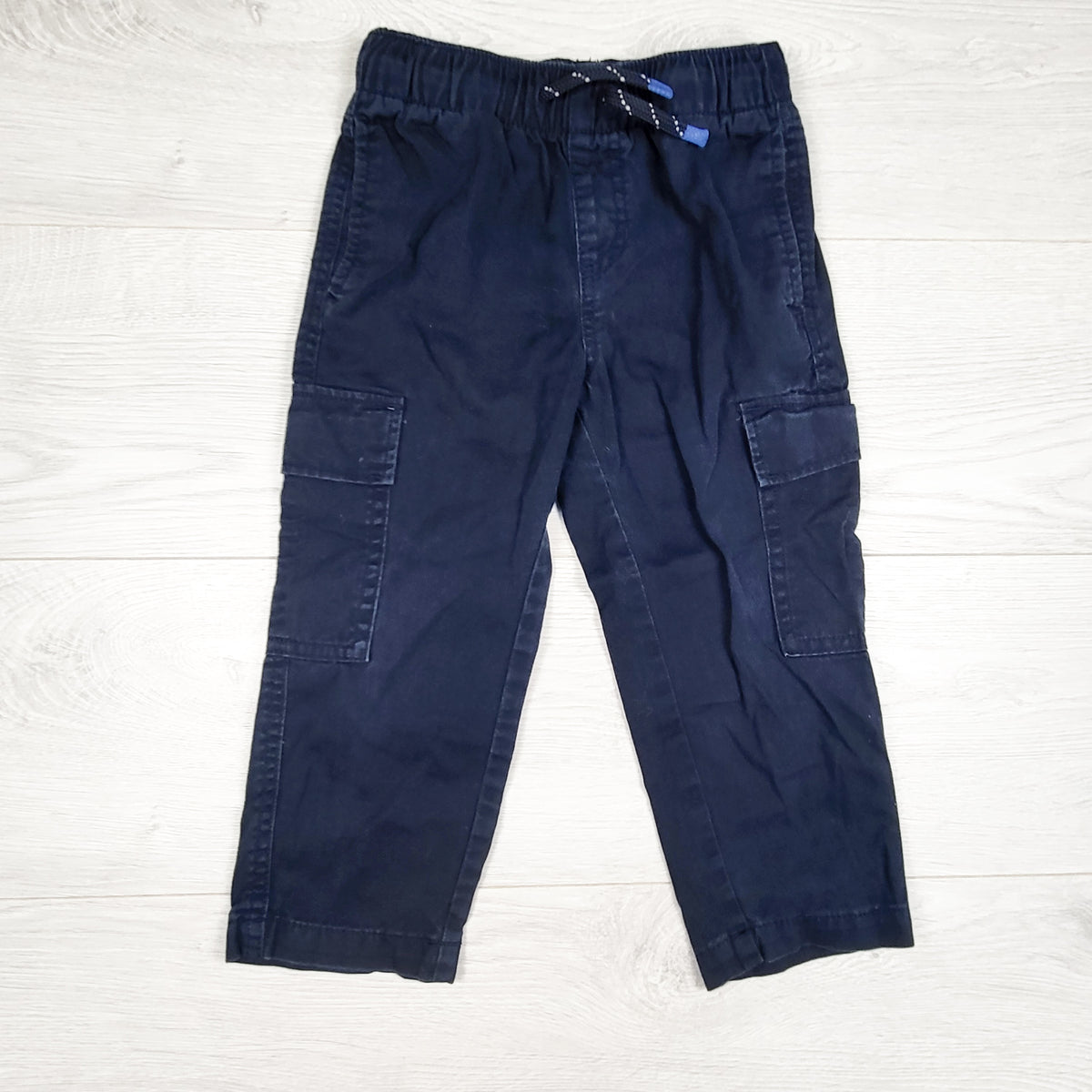 H and M navy drawstring twill cargo pants. Size 2/3T
