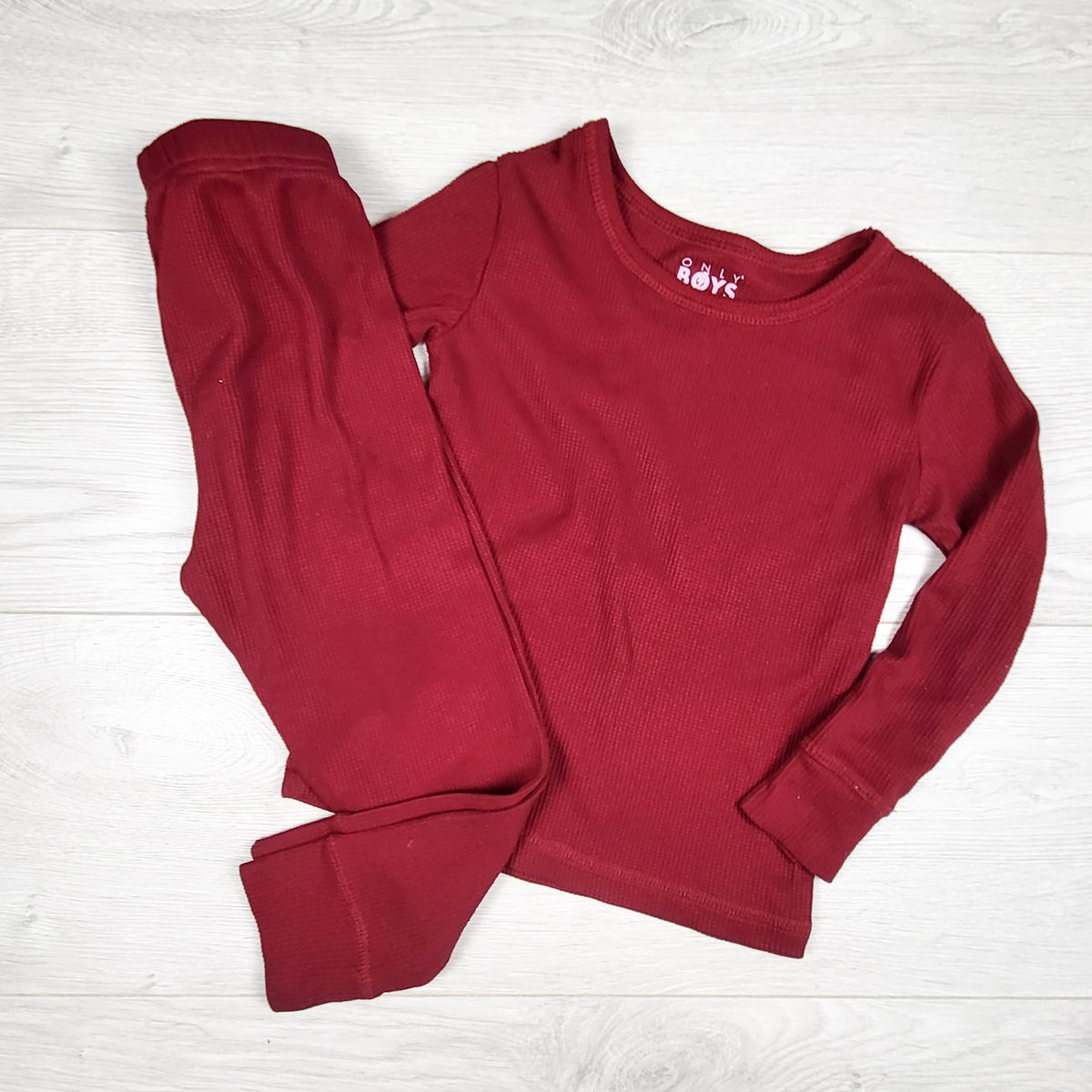Only Boys brand cranberry 2pc waffle knit PJs. Size 3T
