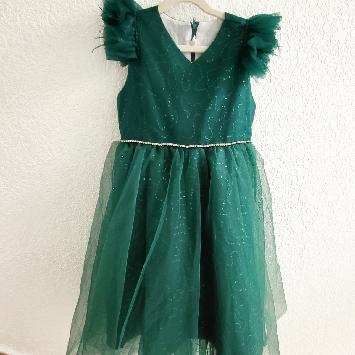 Unbranded green tulle dress with sequins. Size 10/12