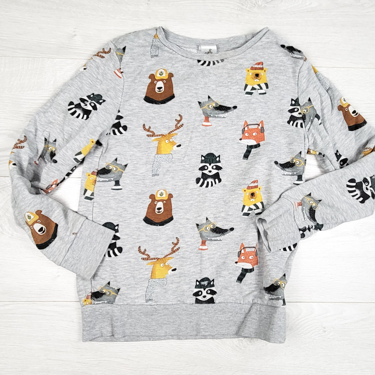 Palomino grey sweatshirt with woodland animals. Size 7/8