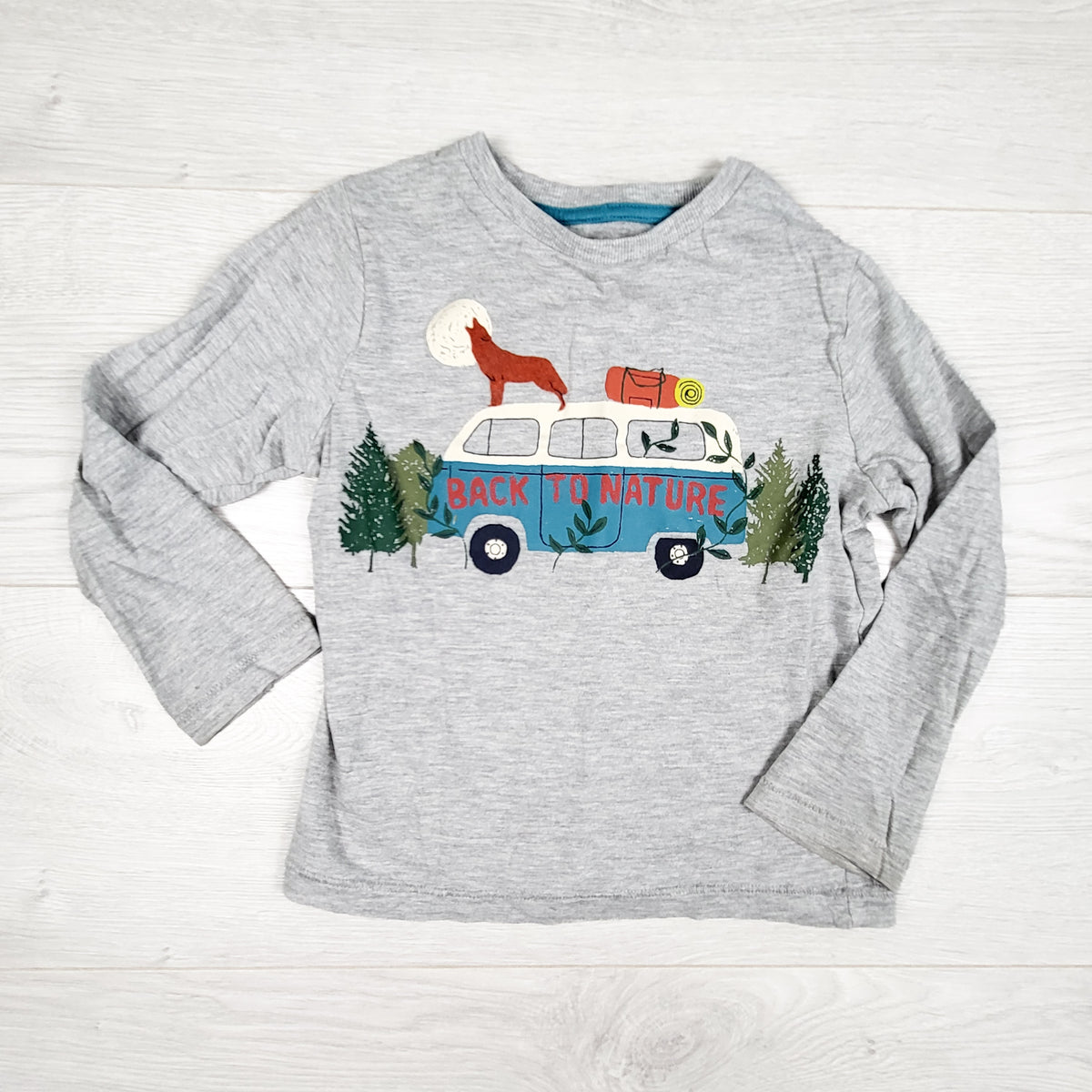 Marks and Spencer grey "Back to Nature" top with camper van. Size 3/4T - AS IS