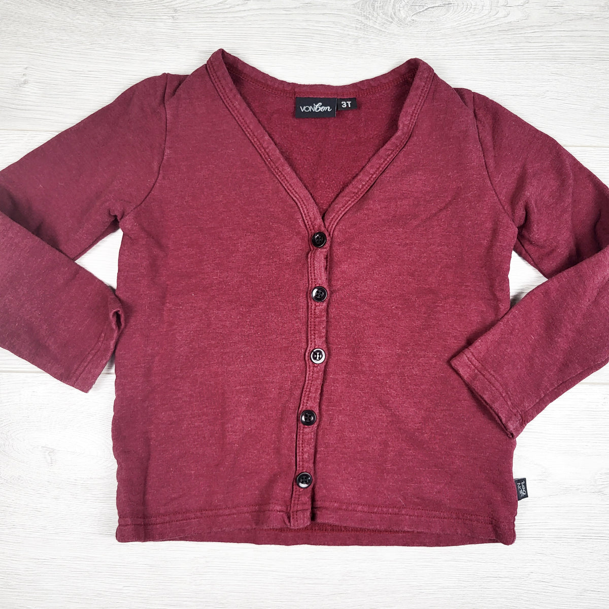 Vonbon cranberry coloured button down bamboo blend top. Size 3T
