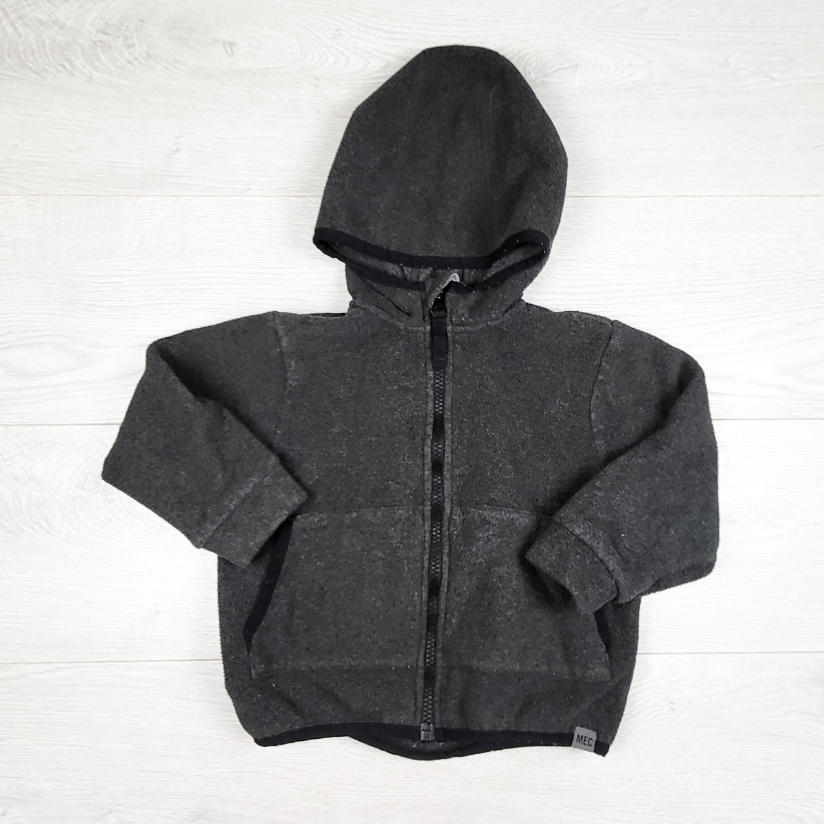 MEC charcoal zip up fleece hoodie. Size 3T