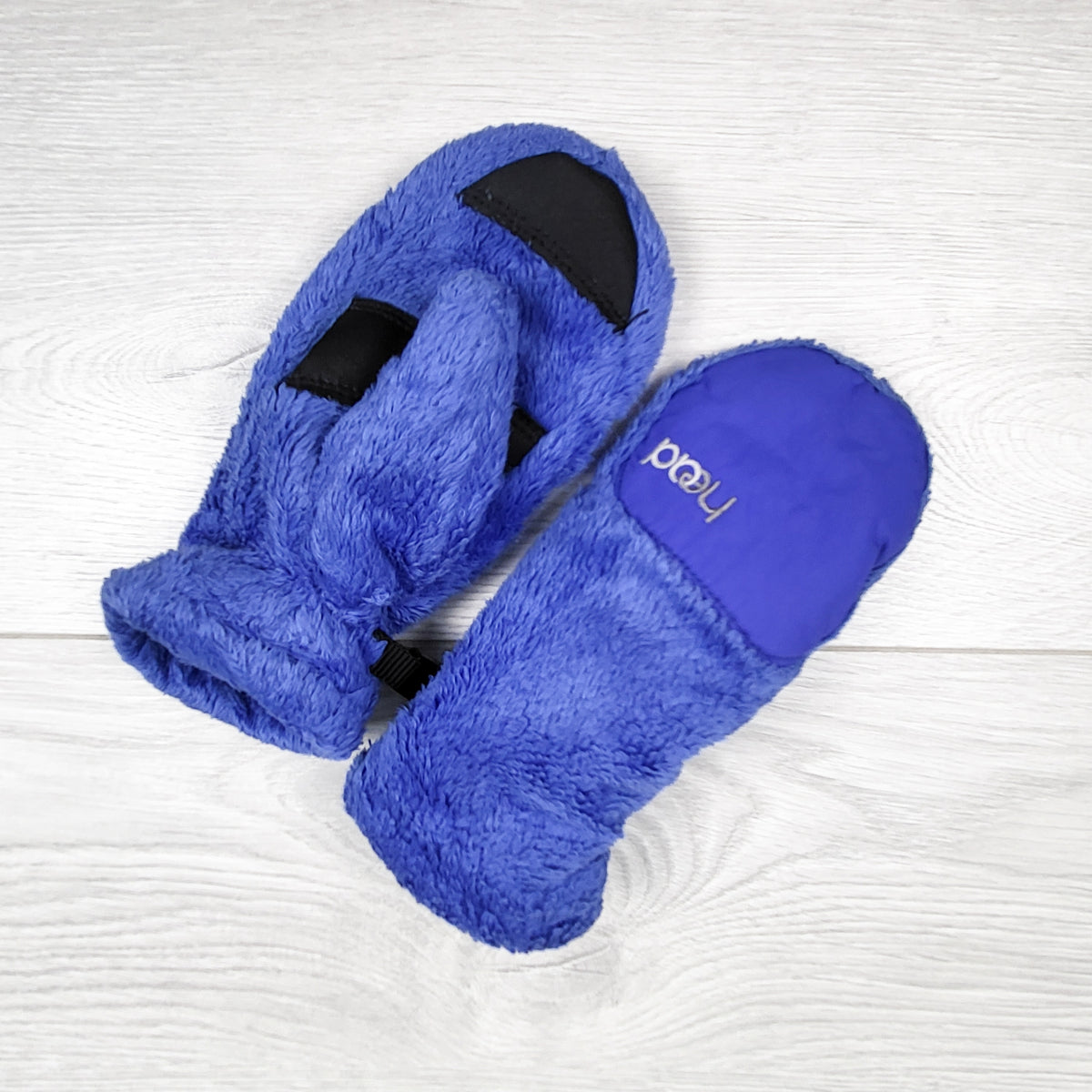 Head blue faux fur thermal mittens. Size small (5/6)