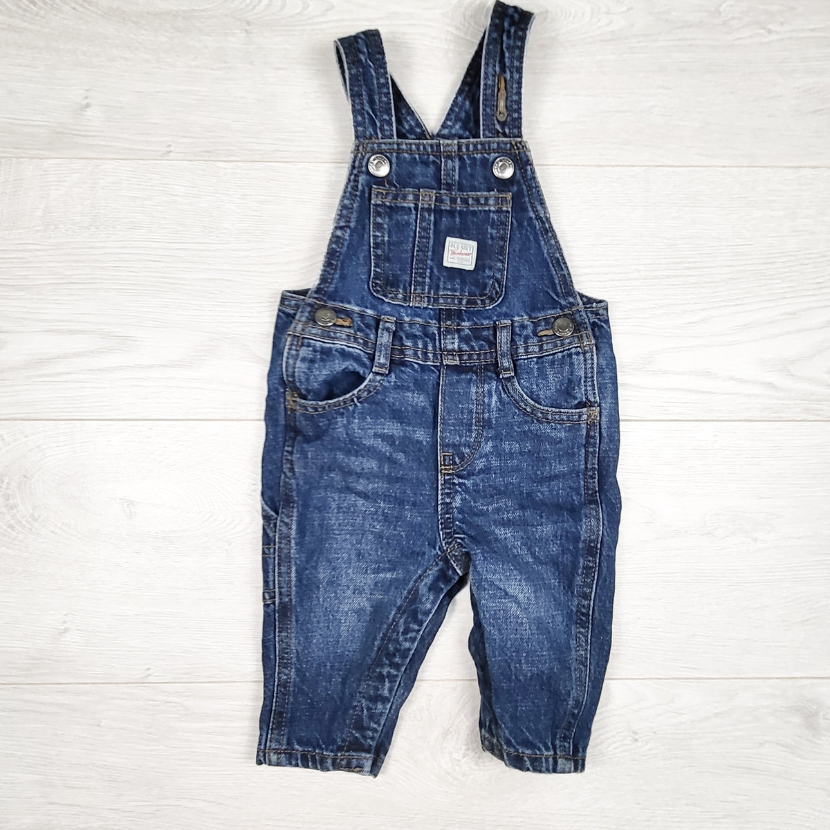 Old Navy denim overalls. Size 3-6 months