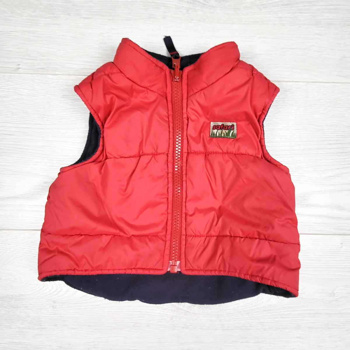 Vintage Y2K red Please Mum fleece lined vest. size 6 months