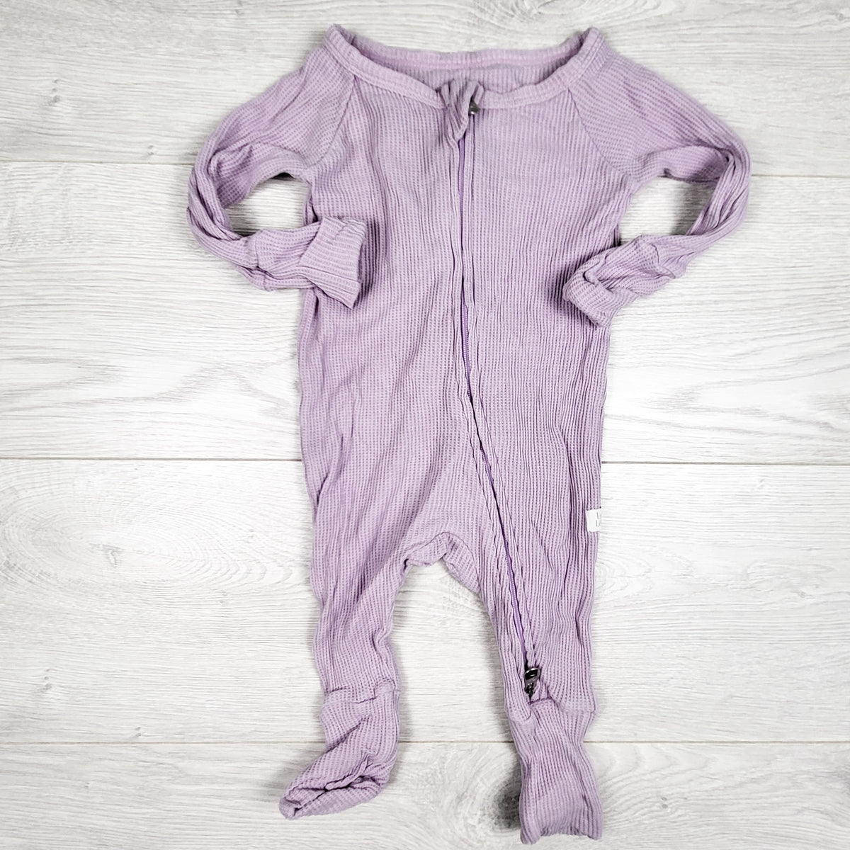 Loulou Lollipop purple waffle knit sleeper. Size 0-3 months