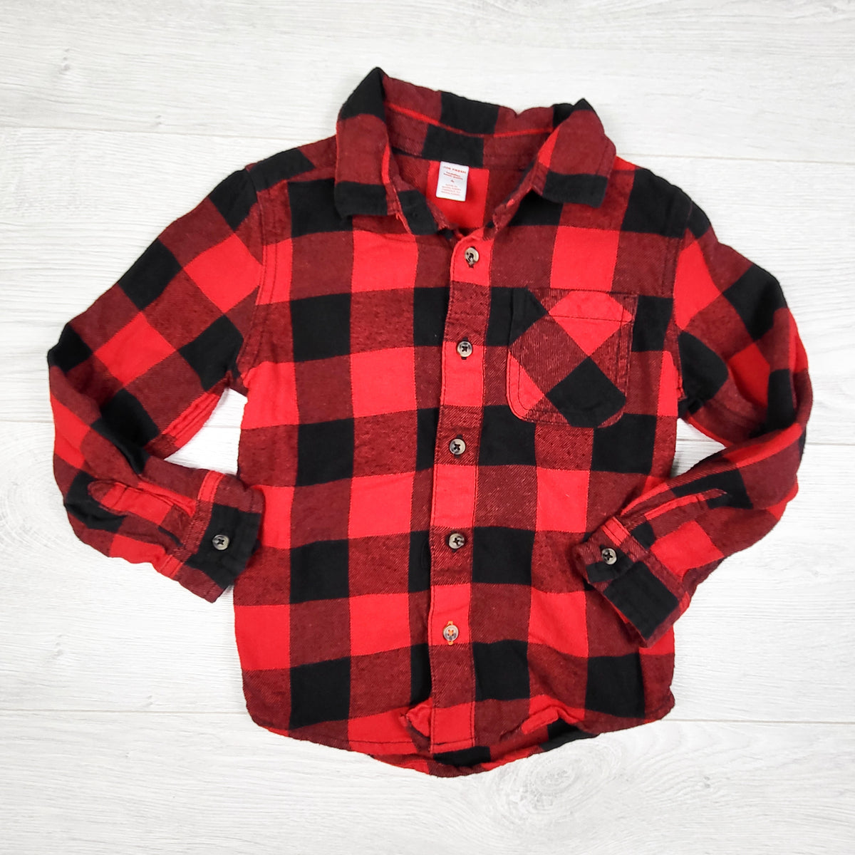 Joe red buffalo plaid button down flannel shirt. Size 4T