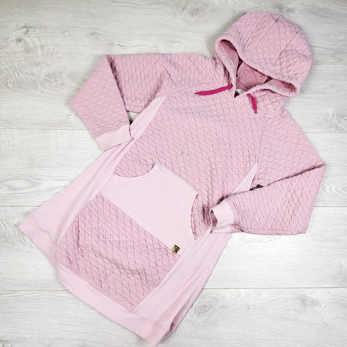 Deux Par Deux pink hooded quilted dress. Size 8