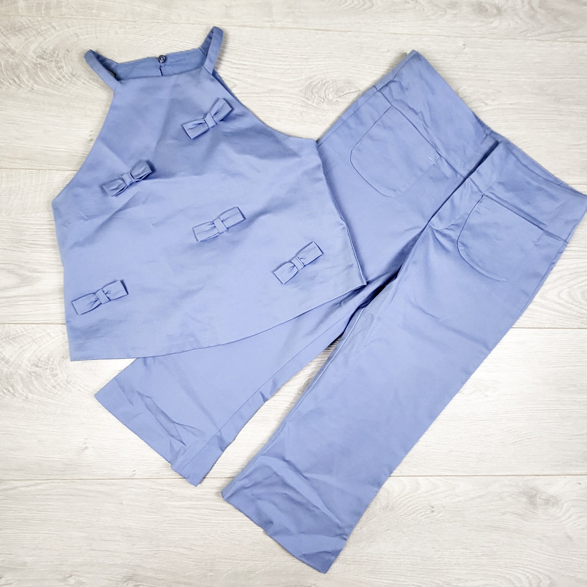 Zara blue 2pc halter style bow set. Size 8/9