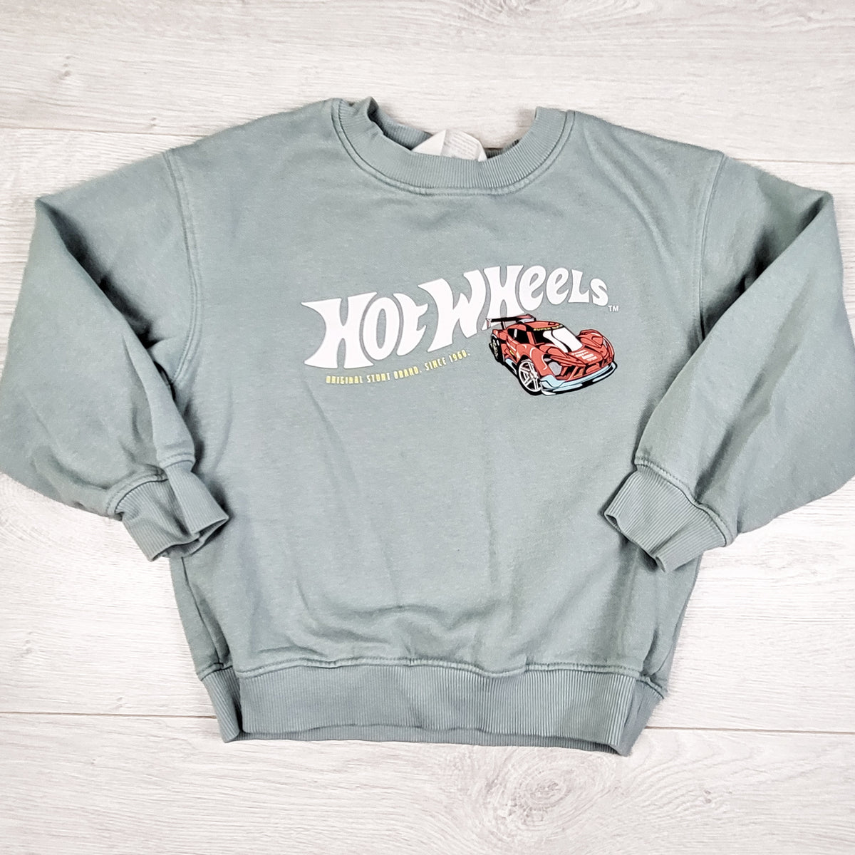 H and M aqua green Hot Wheels sweatshirt. Size 4-6 Years