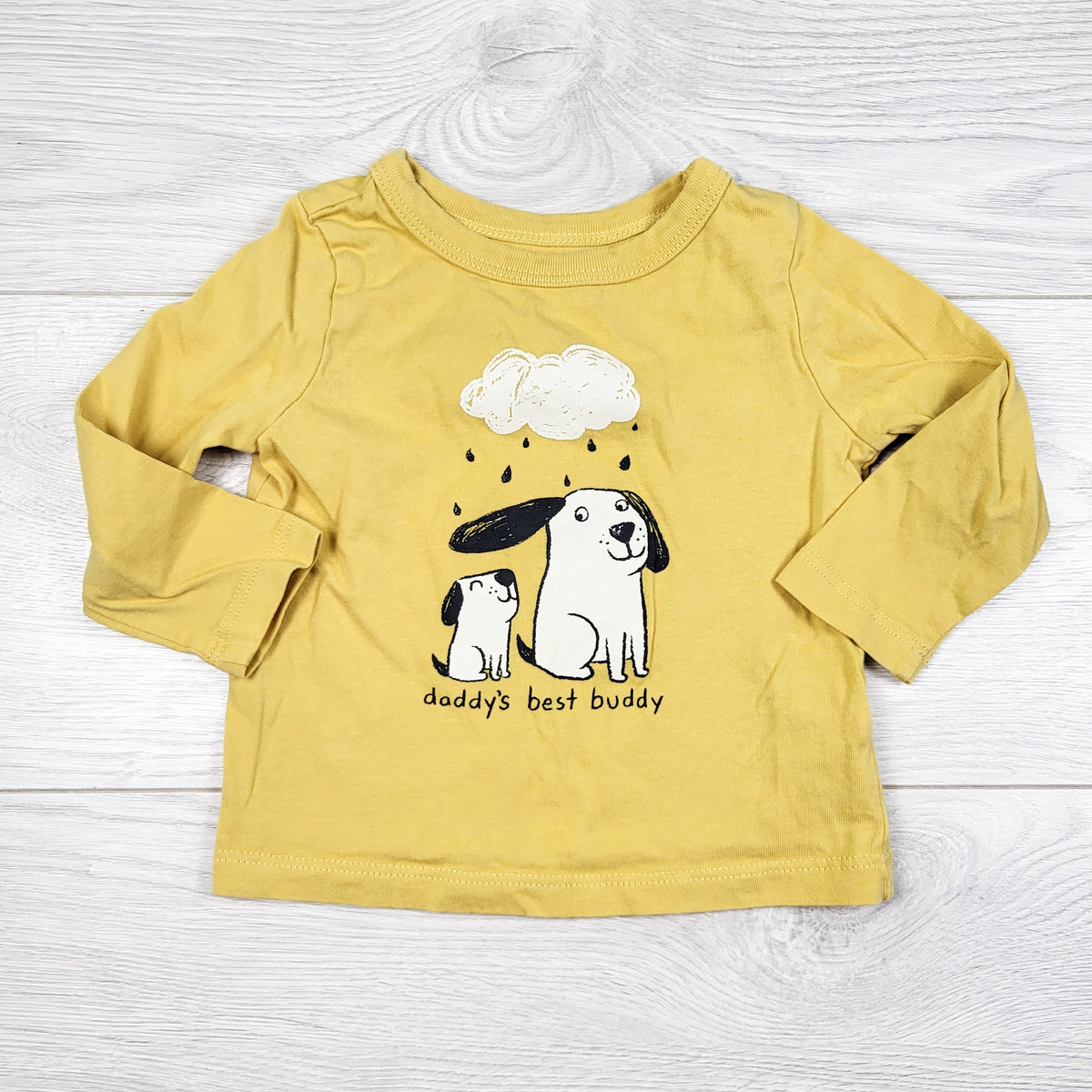 Joe Fresh yellow long sleeve top with dogs. Size 6-12 months