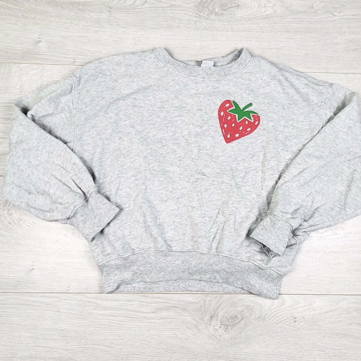 Old Navy grey cropped sweatshirt with strawberry. Size 6/7