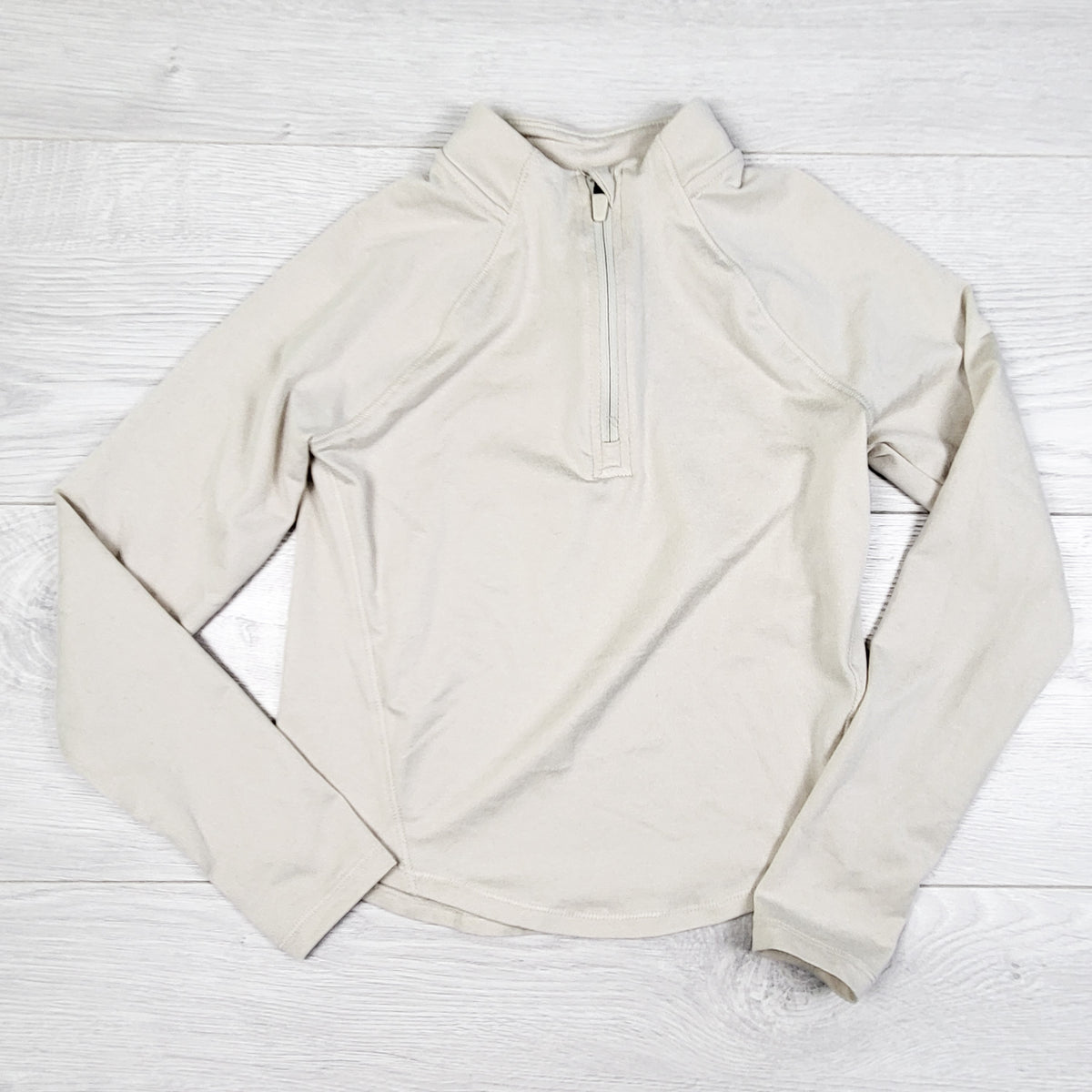 Old Navy beige half zip active top. Size 6/7