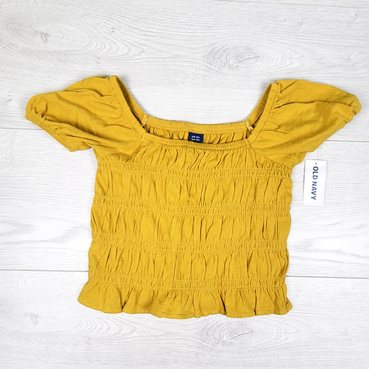 NEW - Old Navy golden yellow smocked cropped top. Size 5T