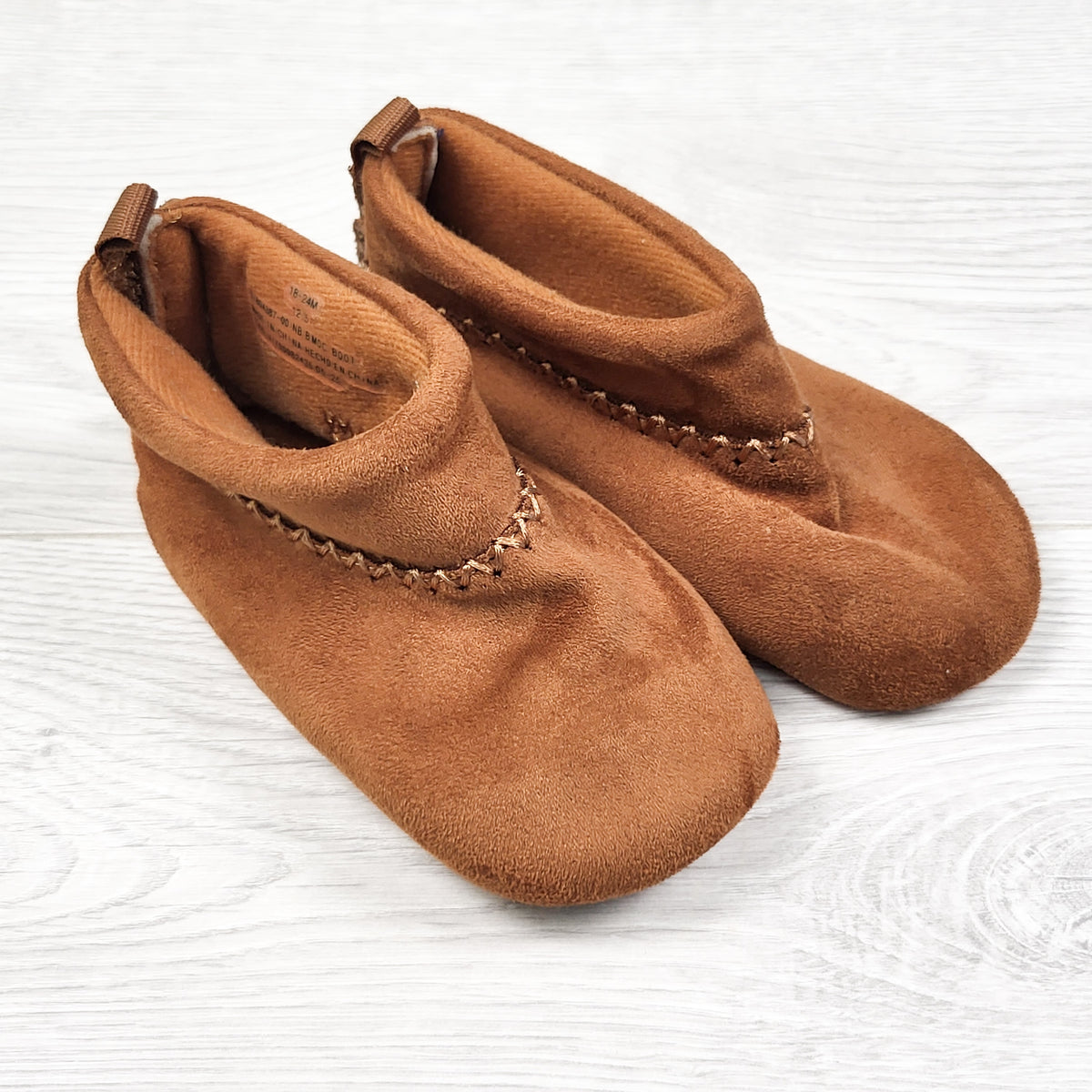 Tan faux suede soft soled shoes. Size 18-24 months