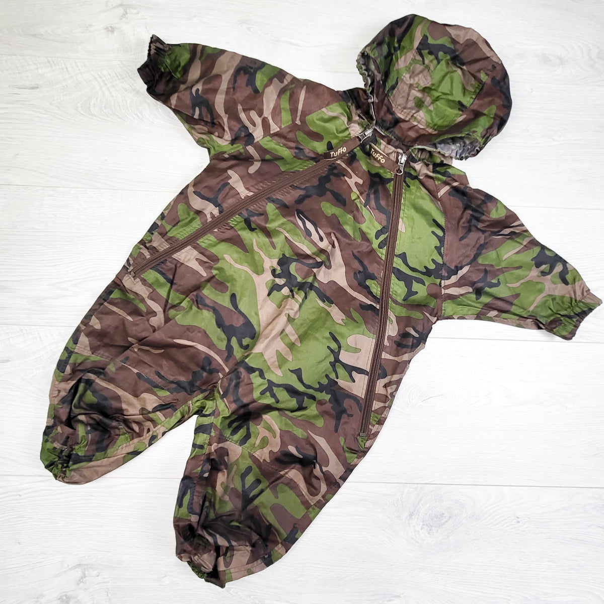 Tuffo Muddy Buddy camouflage one piece rain suit. Size 12 months