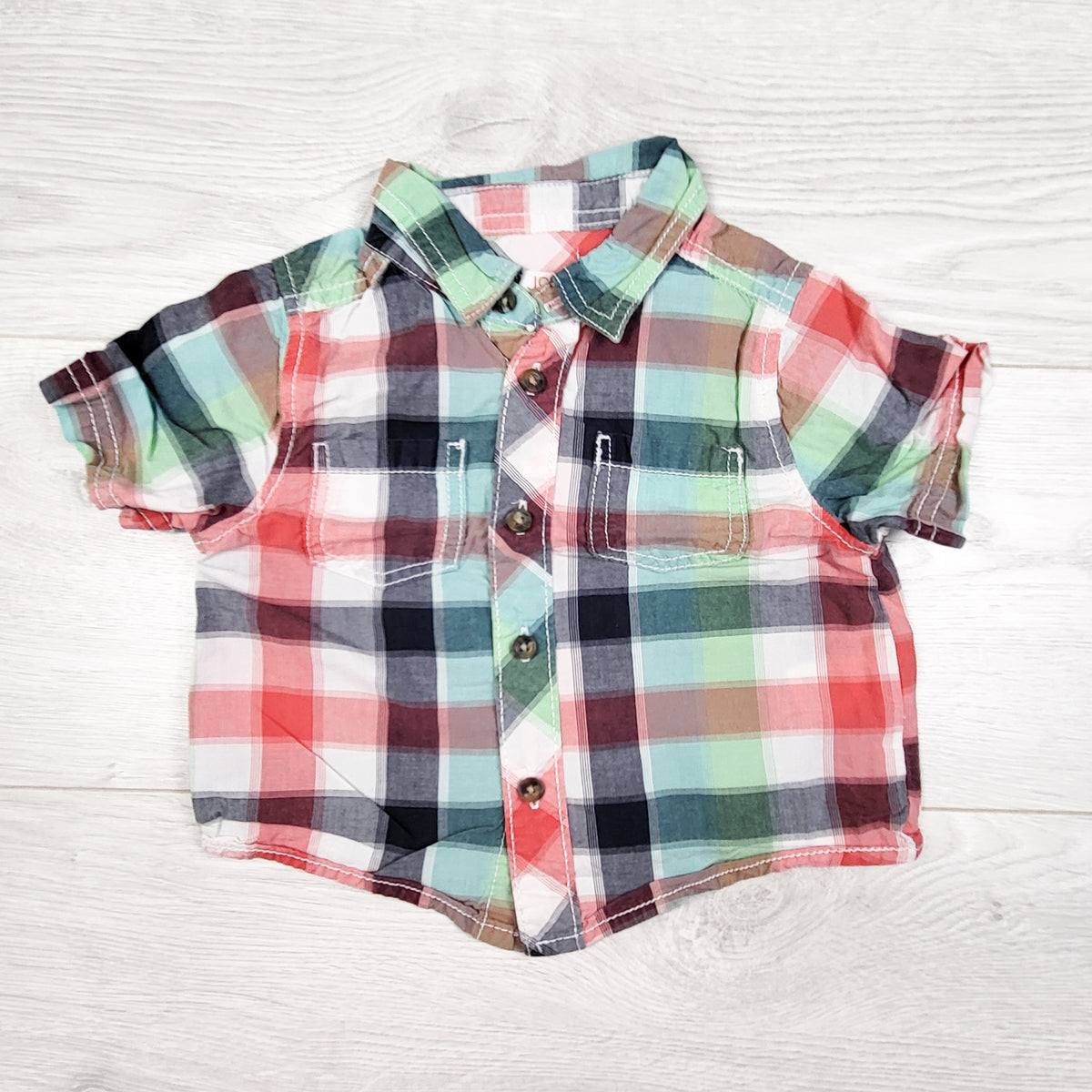 Joe plaid short sleeve button down shirt. Size 12-18 months