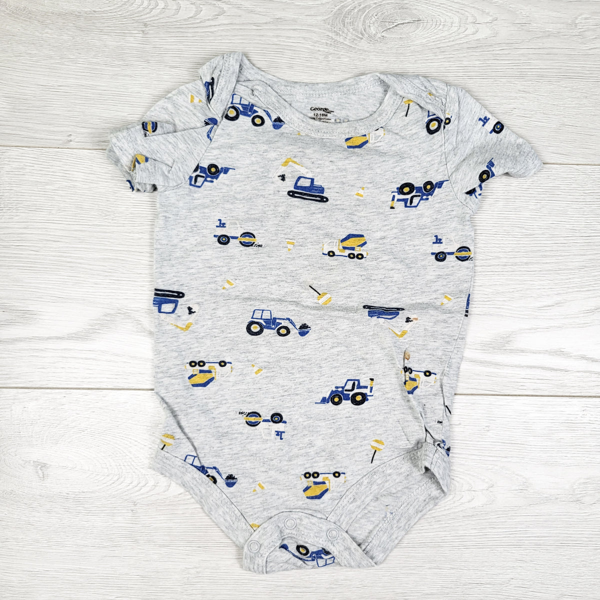 George grey construction themed bodysuit. Size 12-18 months
