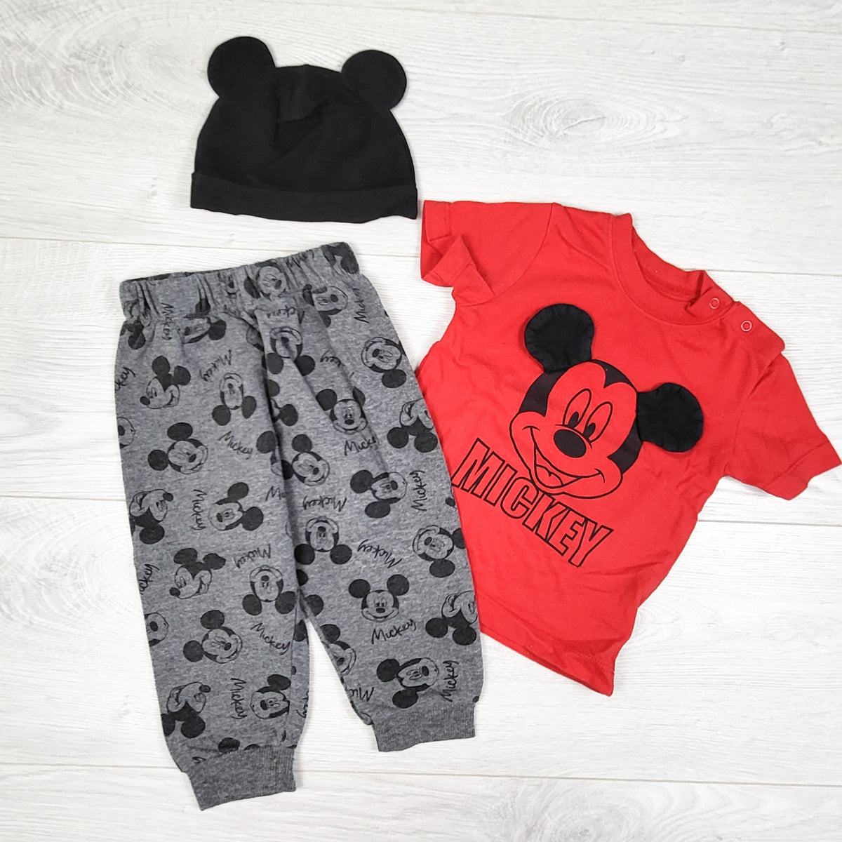Disney Baby grey and red 3pc Mickey Mouse set. Size 6-12 months