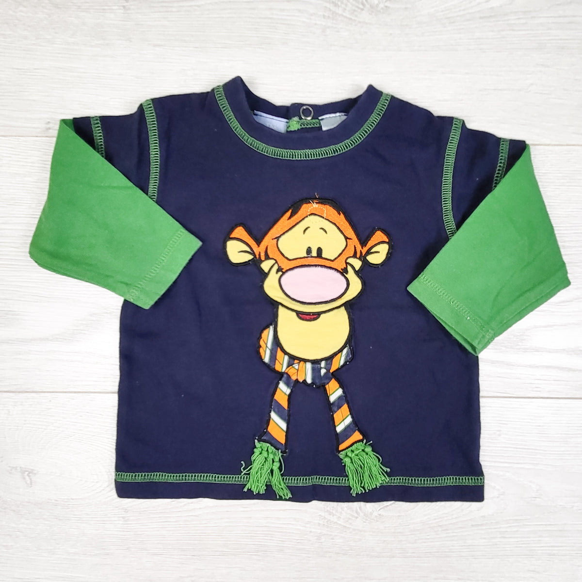 Carters navy and green Tigger top. Size 12 months