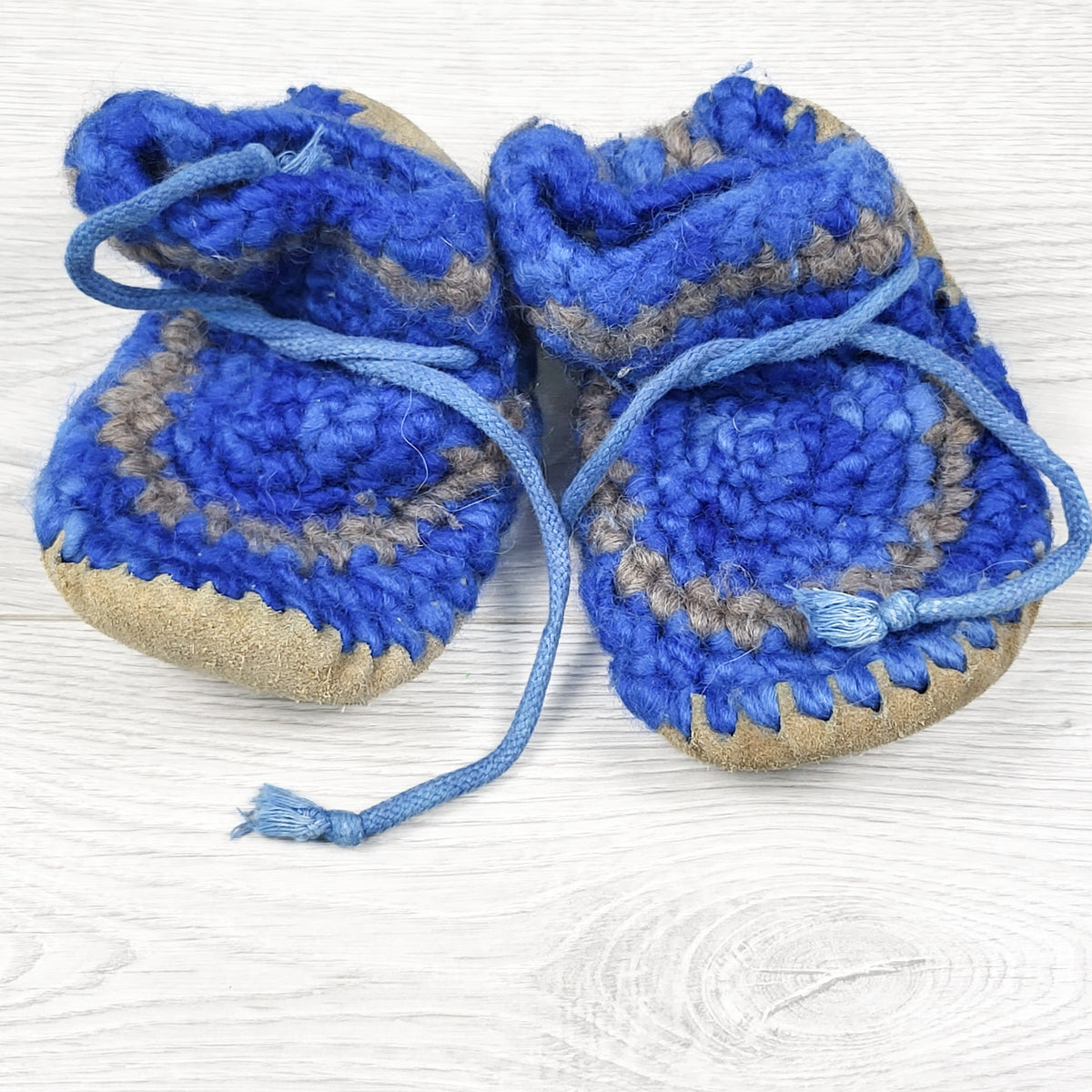 Padraig blue and grey sheepskin slippers. Size like a 6