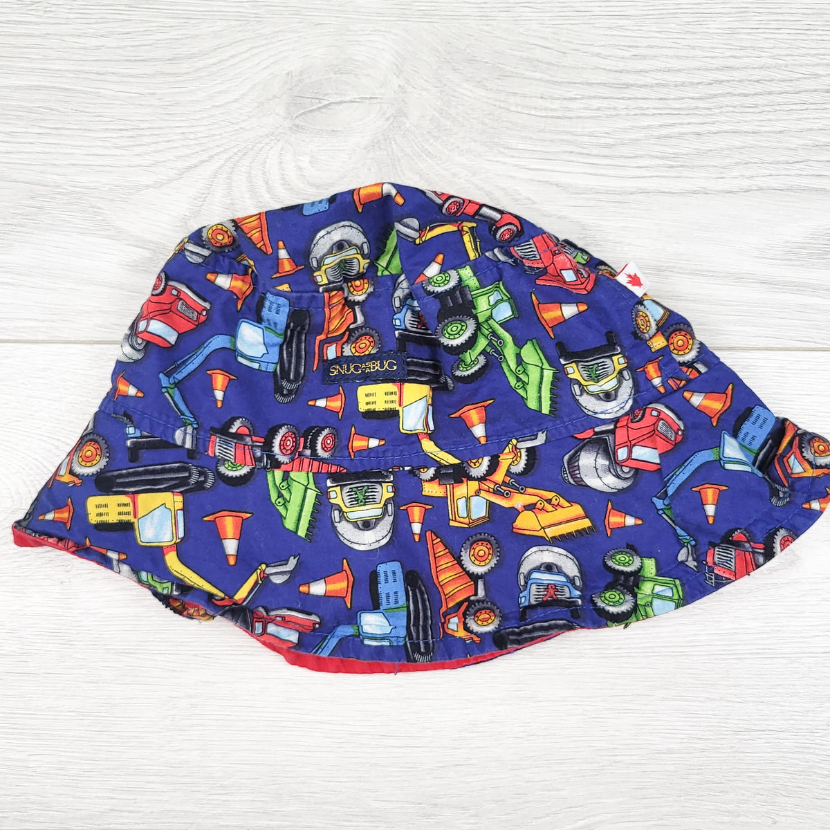 Snug as a Bug construction themed bucket hat. Size 2-4 Years