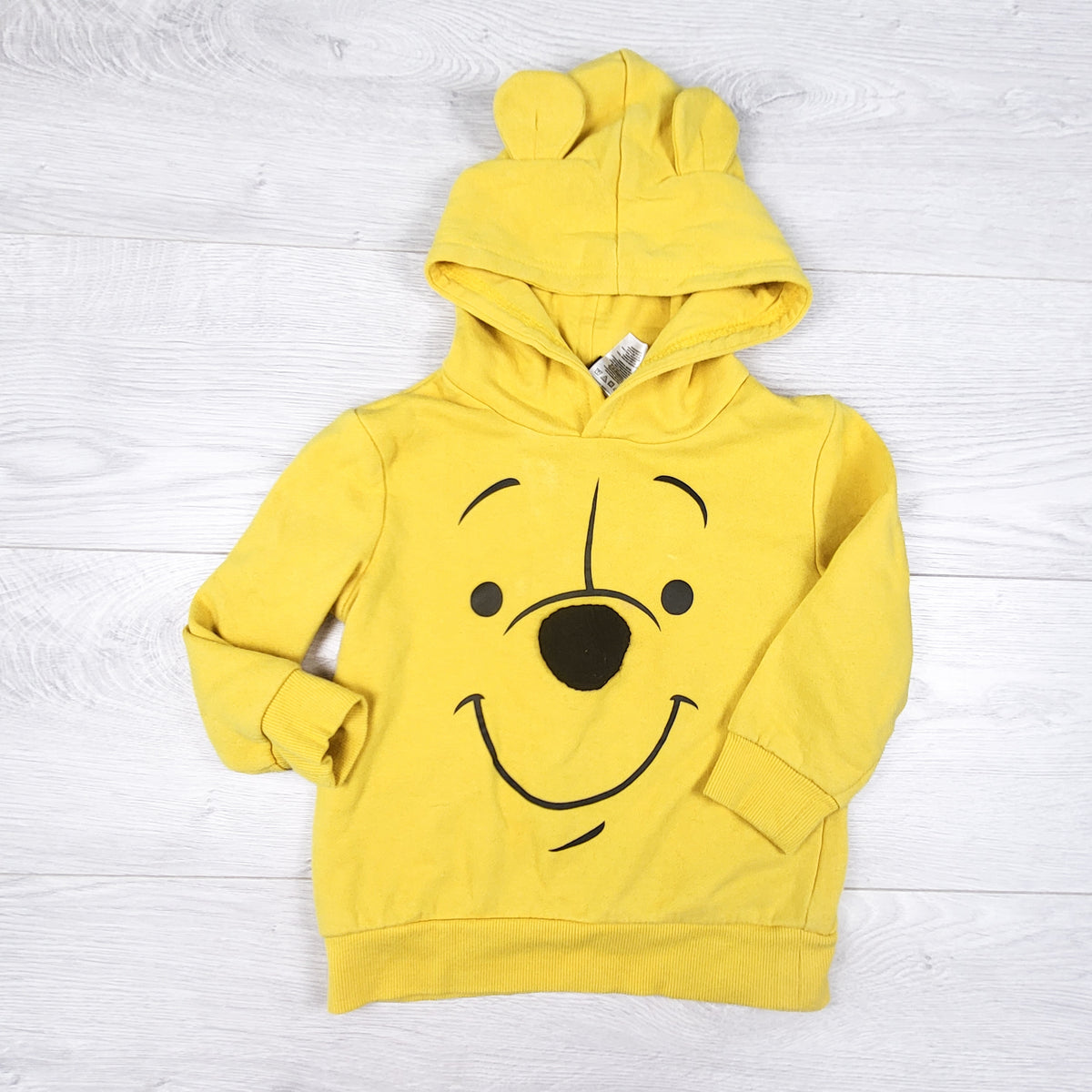 Disney Winnie the Pooh yellow pullover fleecy lined hoodie. Size 3T