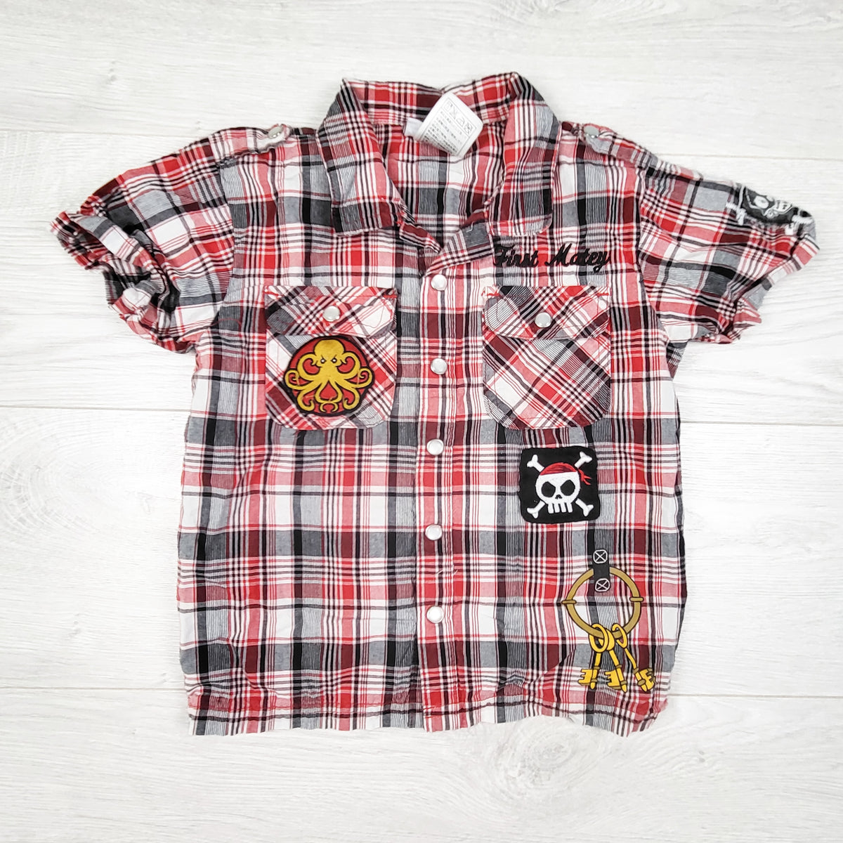 Disney Parks Pirates of the Caribbean Button-Down Plaid Shirt. Size XS (4/5Tish)