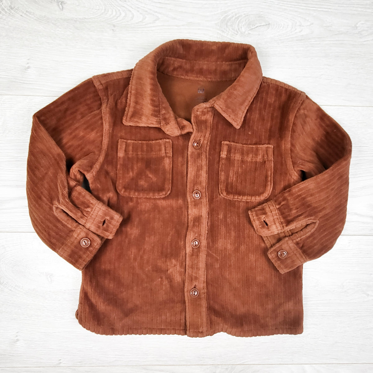 Gap brown velour button down overshirt jacket. Size 2T