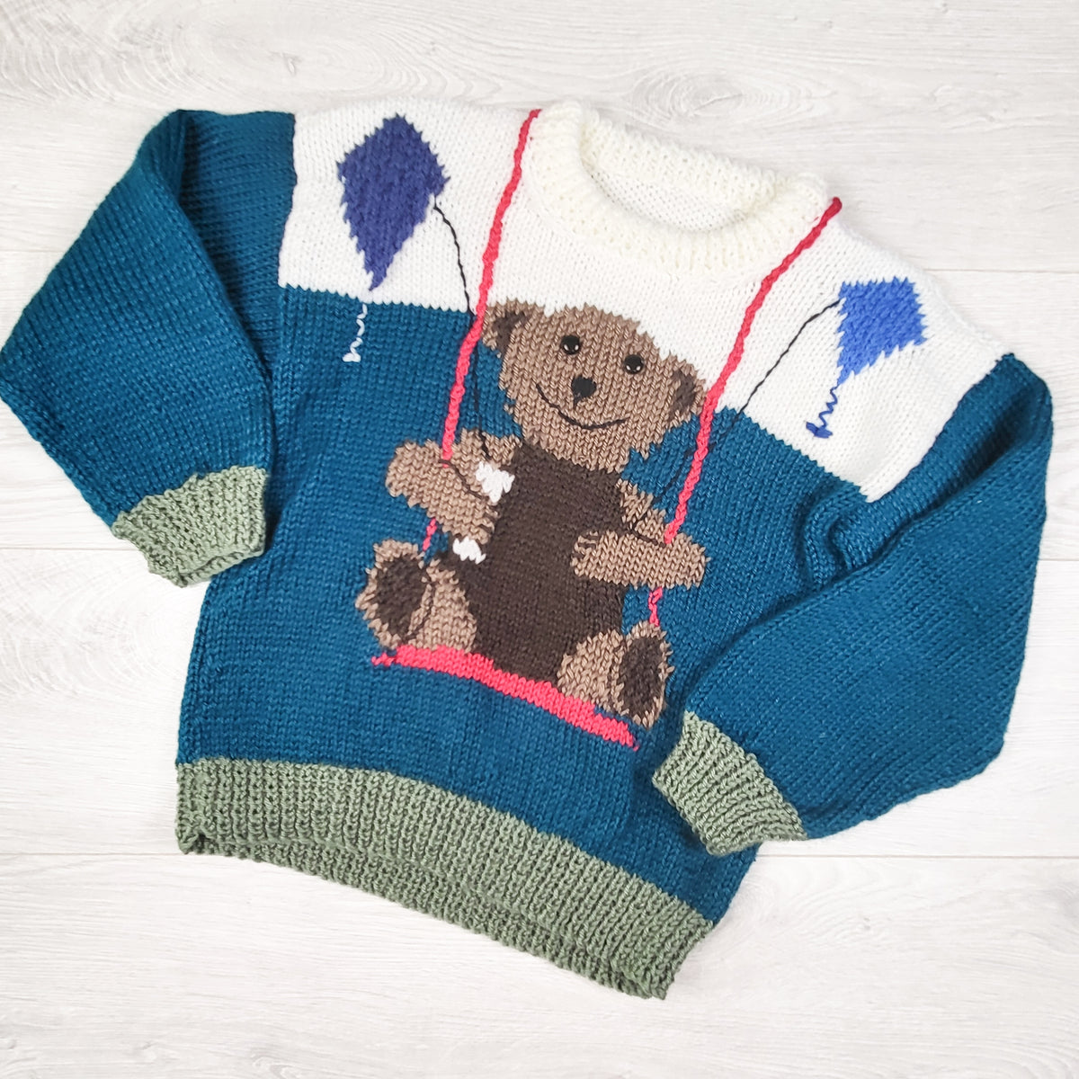 Vintage handmade teddy bear sweater. Measures as a size 6/7