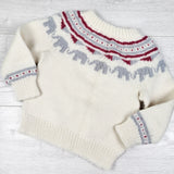 Handmade Fair Isle style sweater with elephants. Measures as a 2/3T