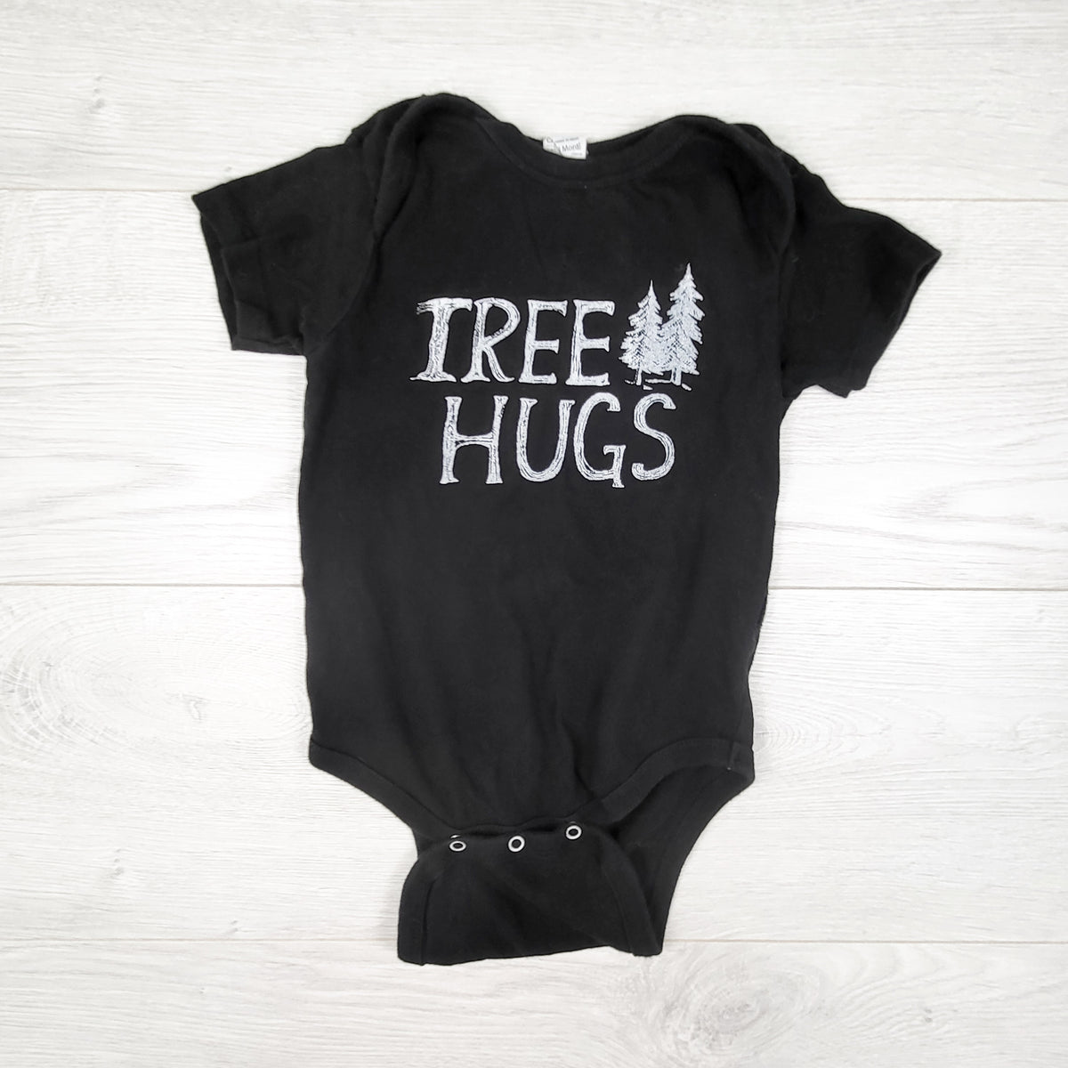 Kindred Coast black "Tree Hugs" bodysuit. Size 18 months