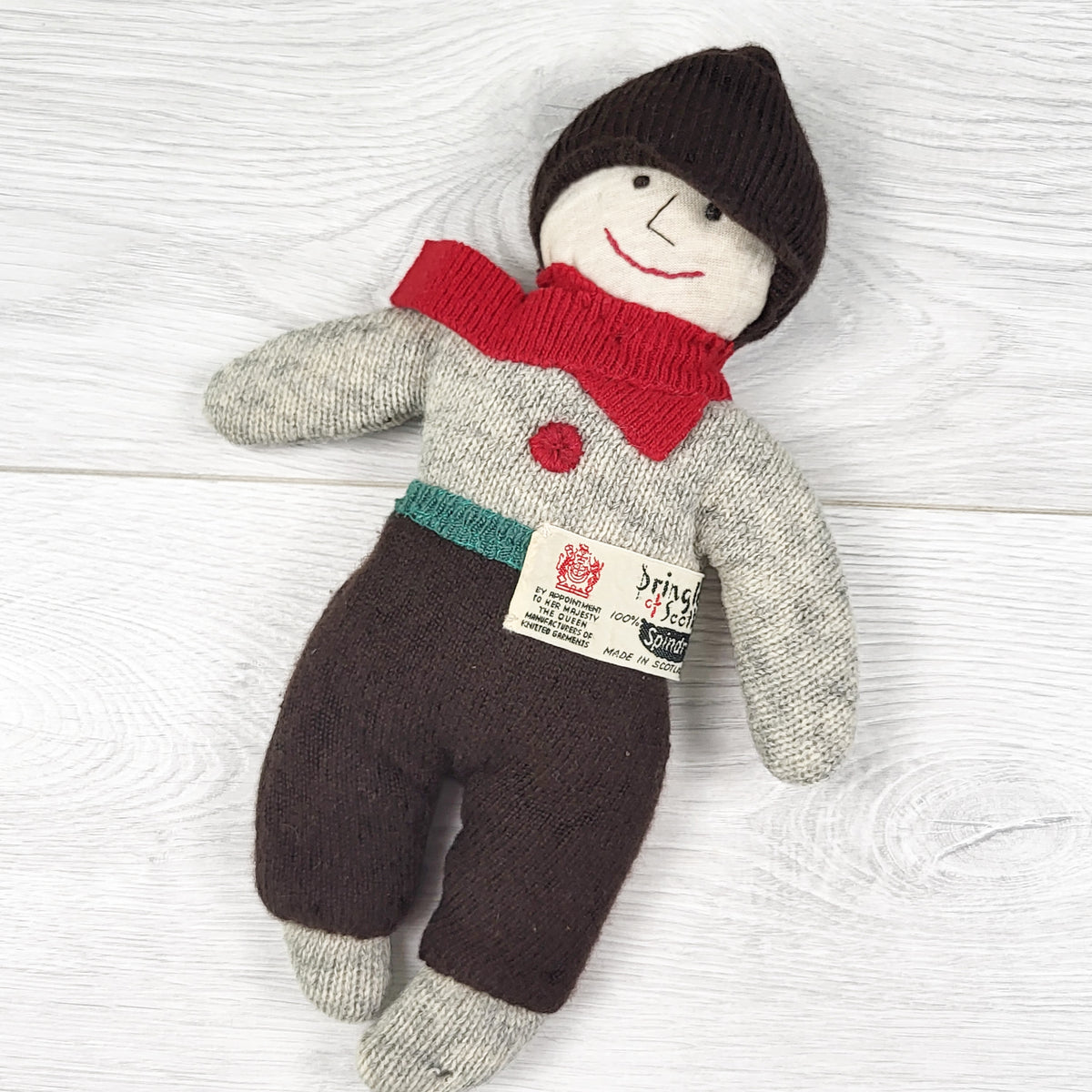 Vintage 1980s Pringle of Scotland 100% pure wool knitted doll - AS IS