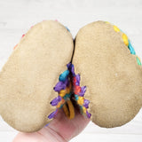 Padraig rainbow sheepskin slippers. Sizes like 6-12 months
