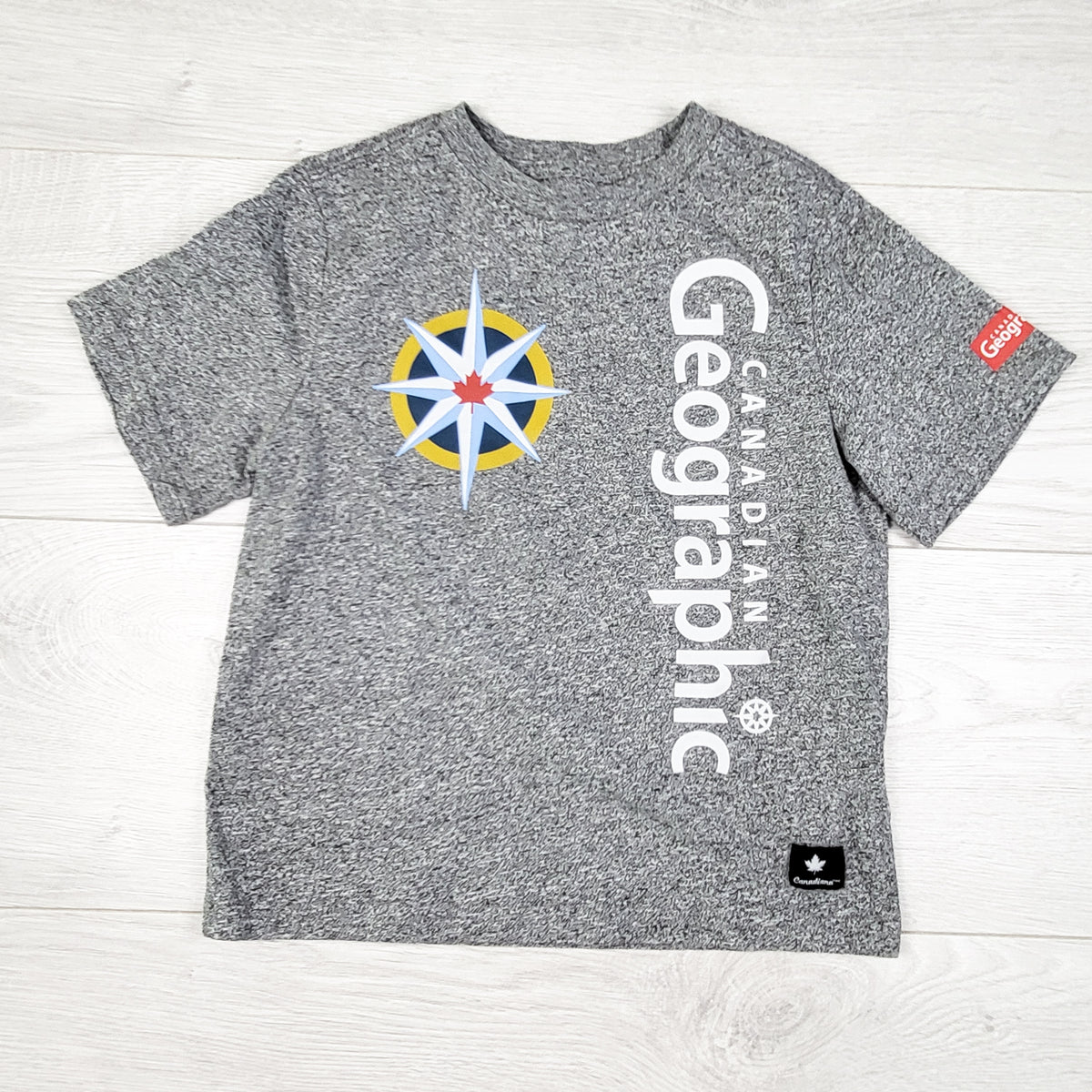 Canadiana heathered grey "Canadian Geographic" t-shirt. Size 5T
