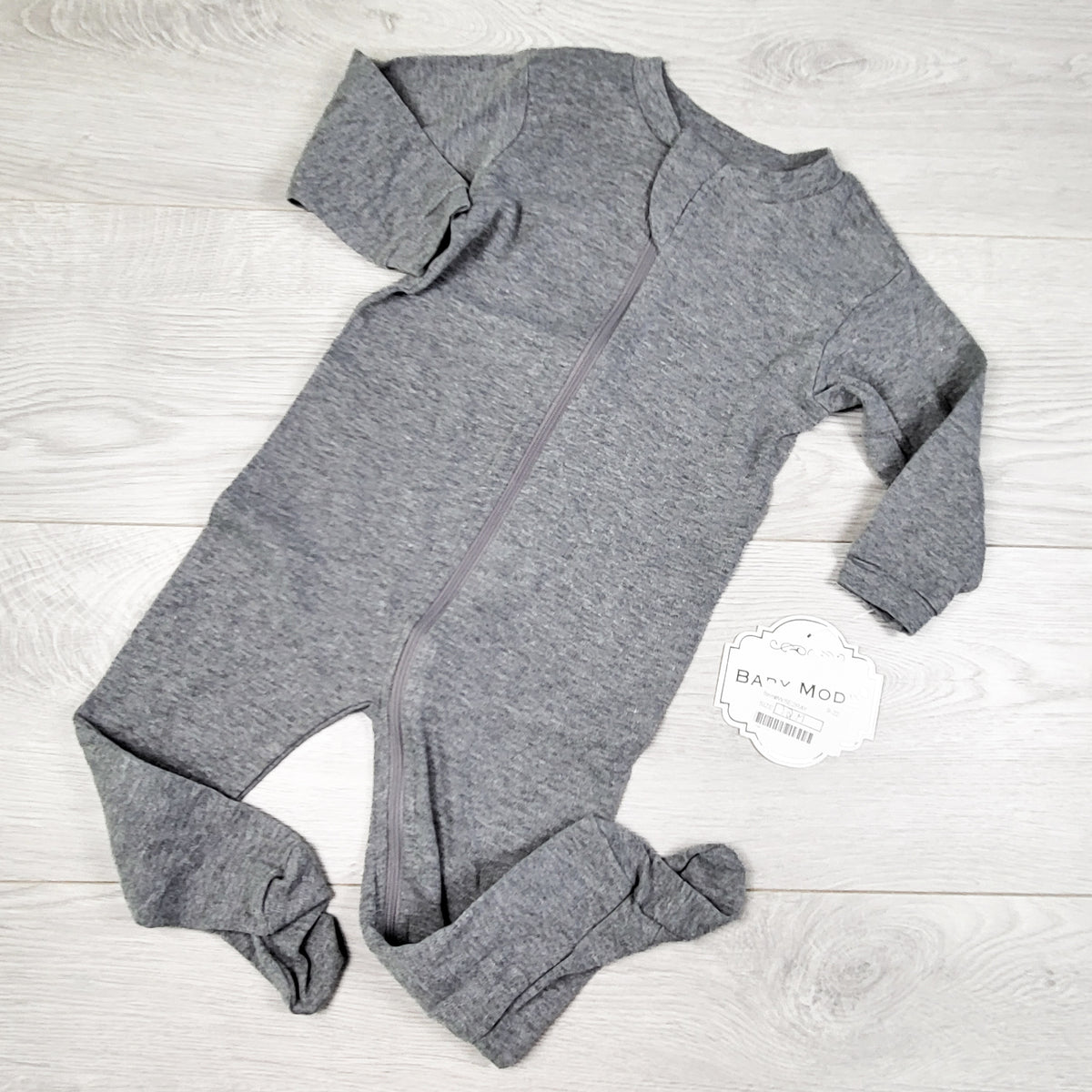 NEW - Baby Mode grey cotton sleeper. Size 12 months