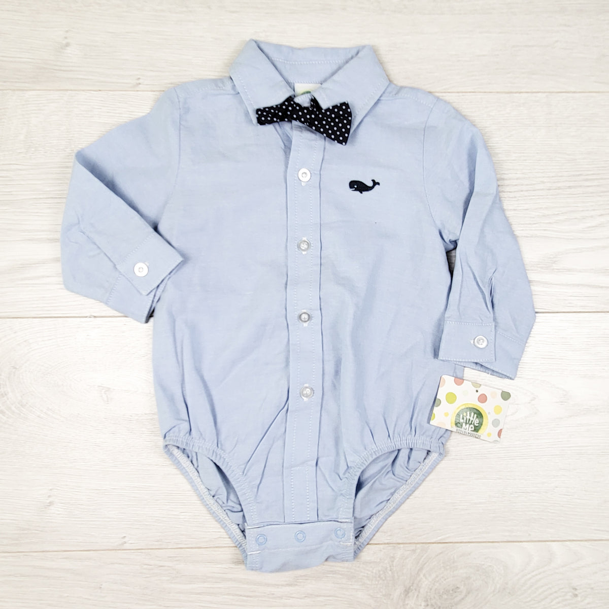 NEW - Little Me blue button down bodysuit with removable bodysuit. Size 9 months