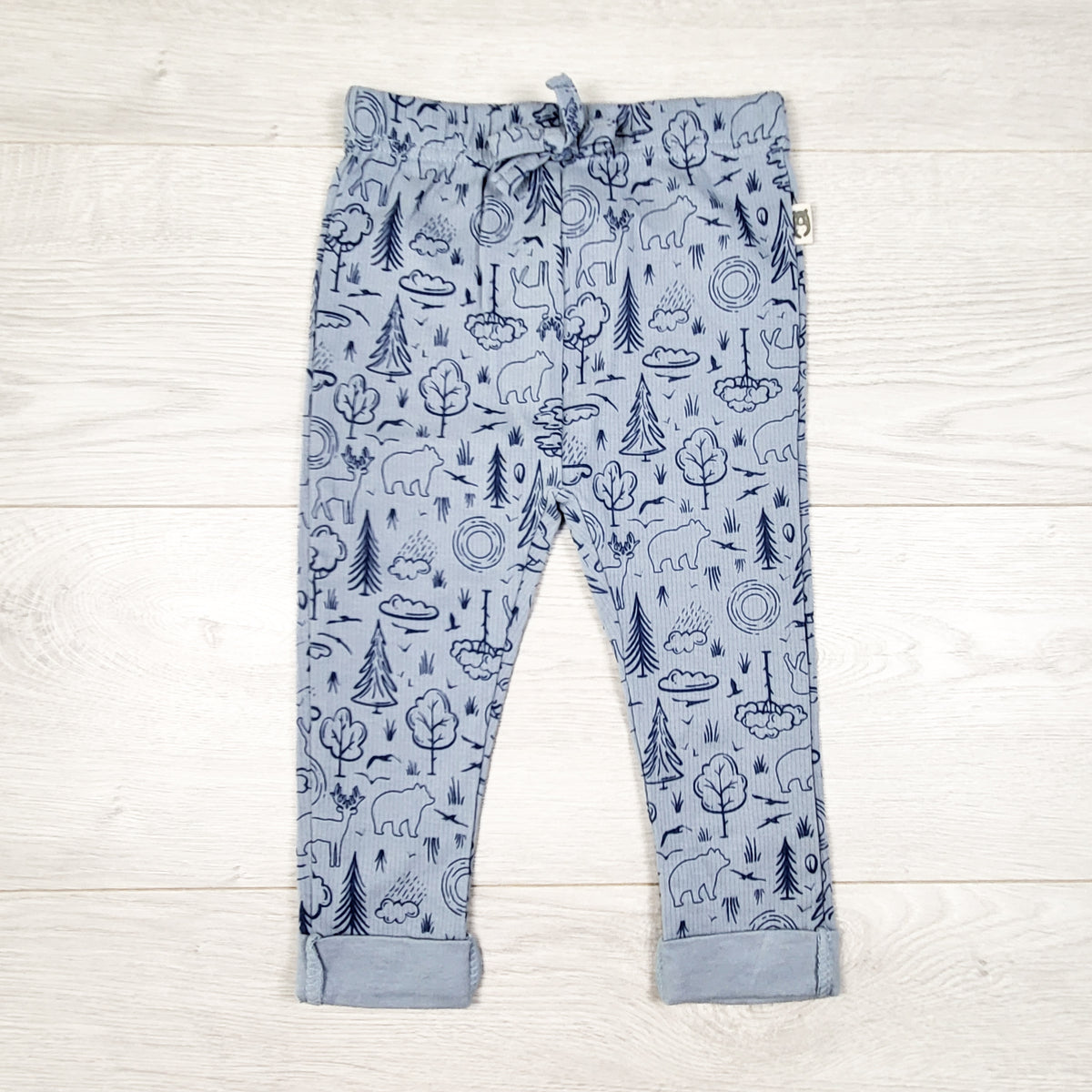 Rabbit and Bear blue ribbed doodle print pants. Size 18 months