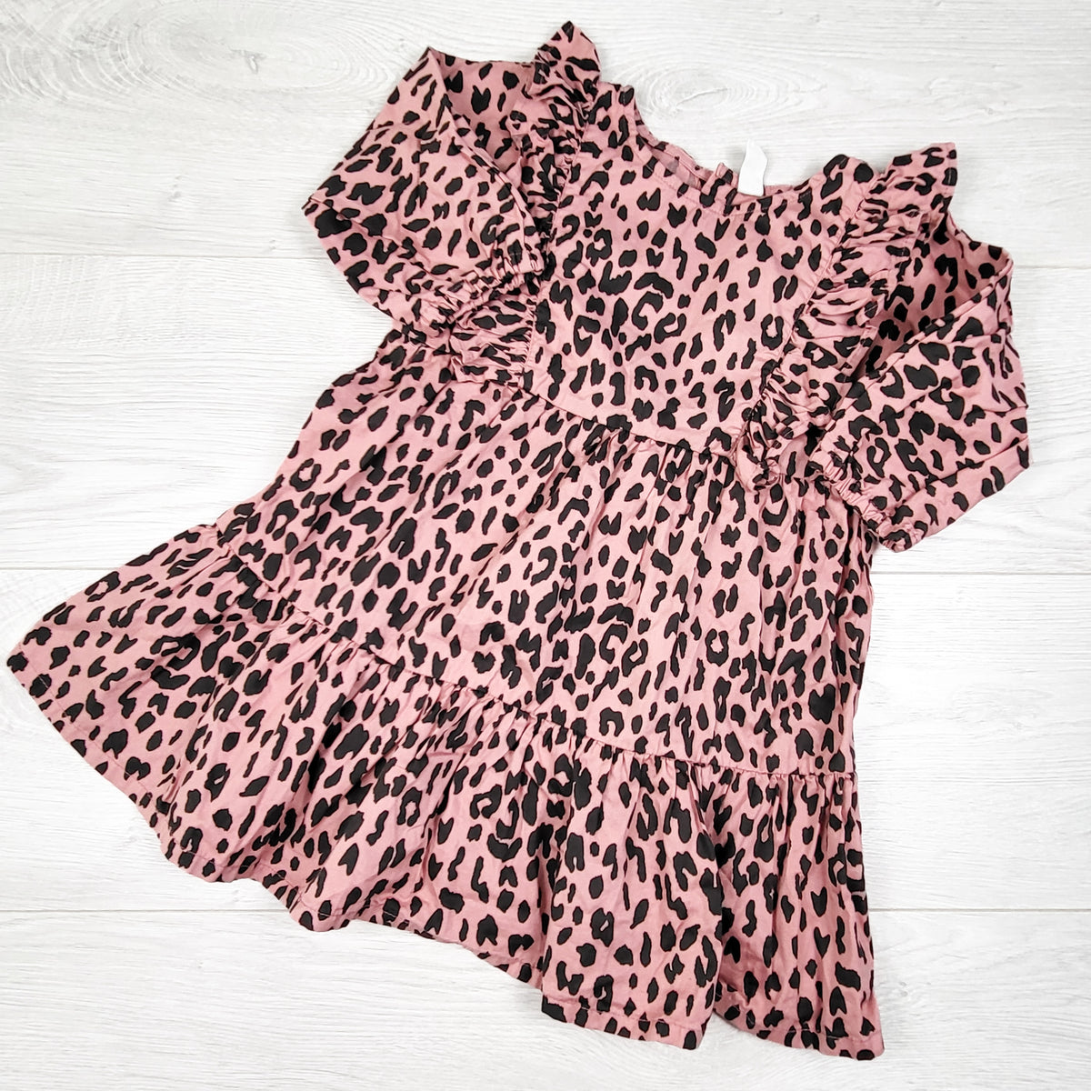 Hux Baby (Australian brand) pink leopard print tiered "Zoe" dress. Size 3T