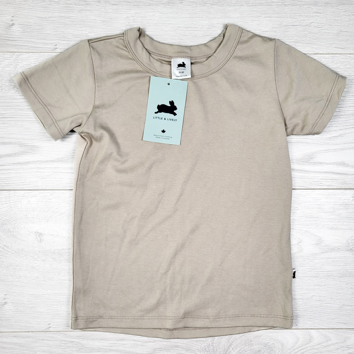 NEW - Little and Lively beige bamboo blend t-shirt. Size 2/3T