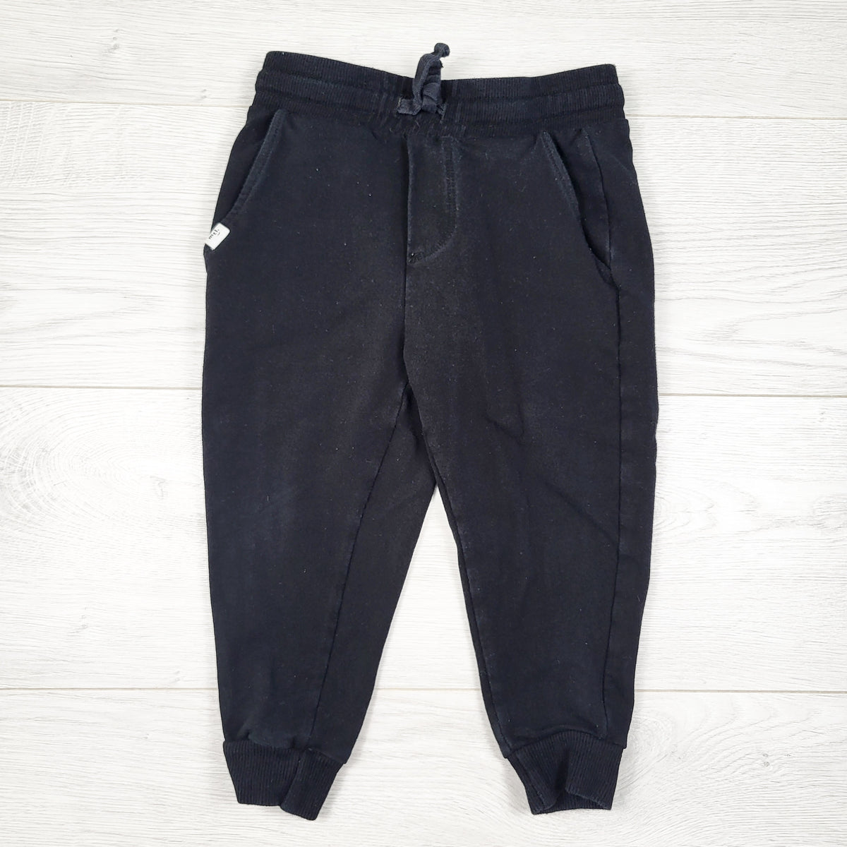 Miles the Label black terry lined joggers. Size 2T